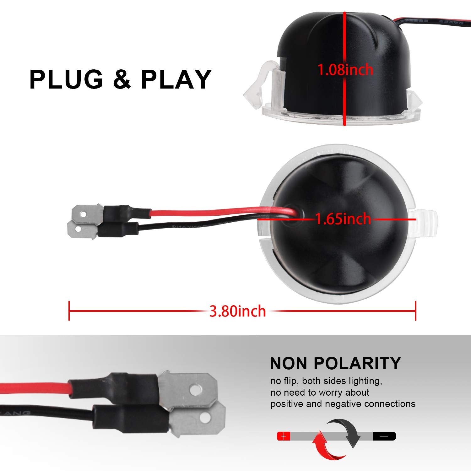 Ruxifey Side Mirror Puddle Light Led Lamp Compatible With Ford F150 Explorer Edge Expedition Flex Fusion Taurus X, 6000K White, 2-Pieces