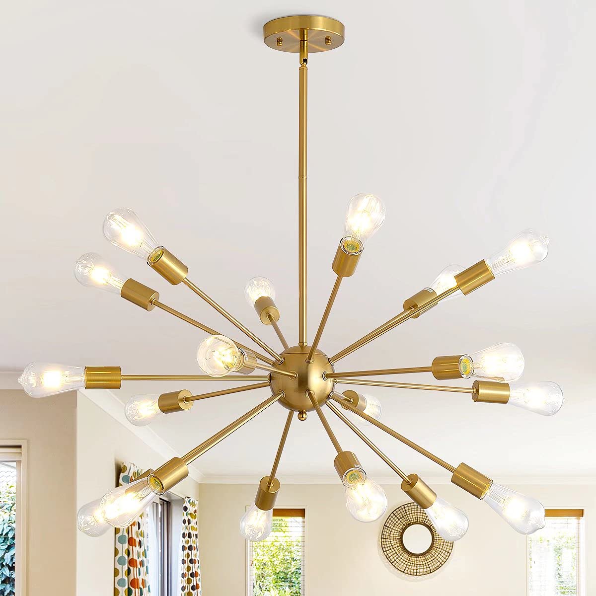 WFRDJSP Sputnik Chandeliers 18-Light  Large Modern Mid Century Ceiling Light  Adjustable Anti-Rust Light Fixture  Gold Elegant Chandelier Shades for Dining Room Hallway Foyer Bedroom and Living Room