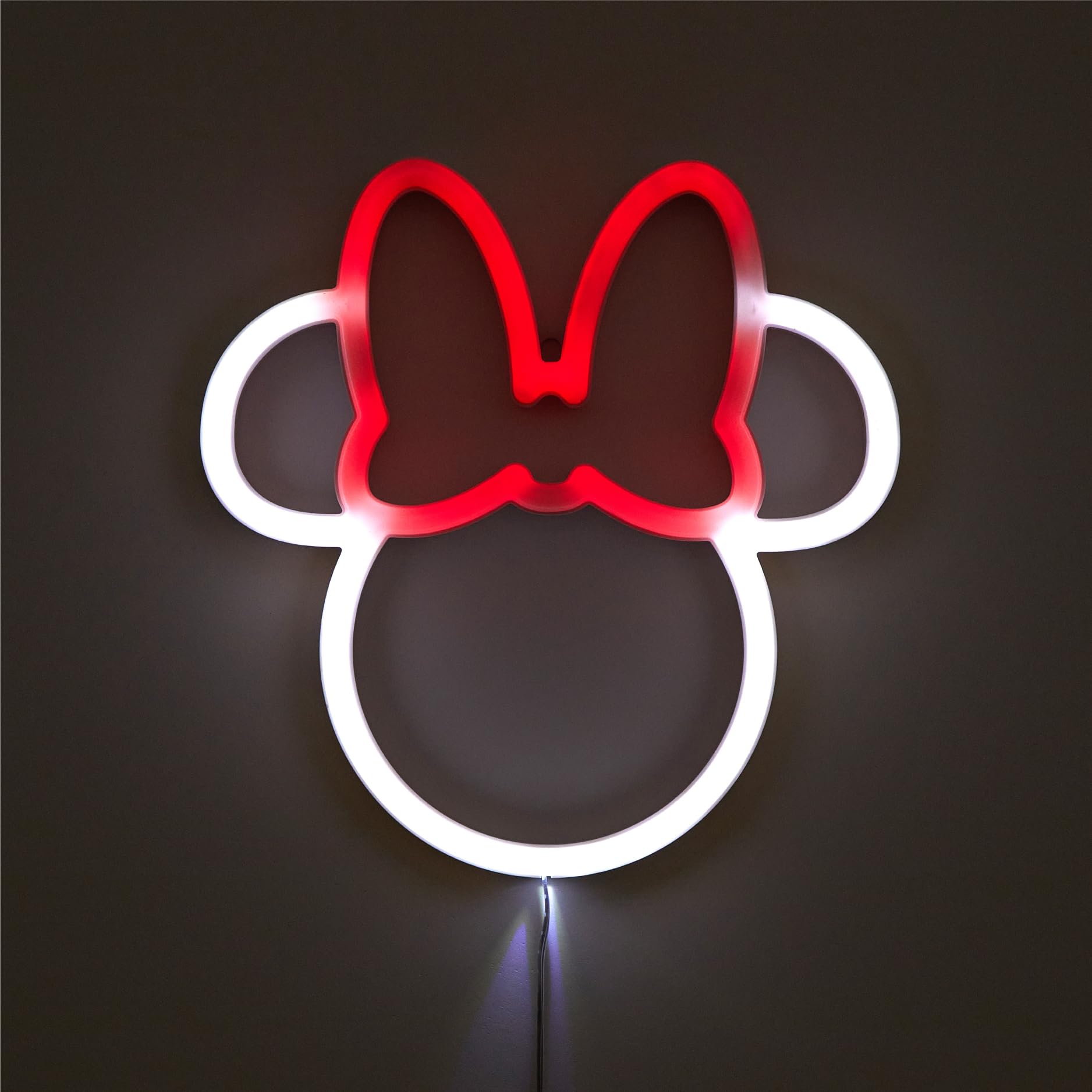 Disney Minnie Mouse Neon Figural LED Hanging Wall Art, Kids Bedroom & Playroom Wall D  cor, 6.8    x 11   