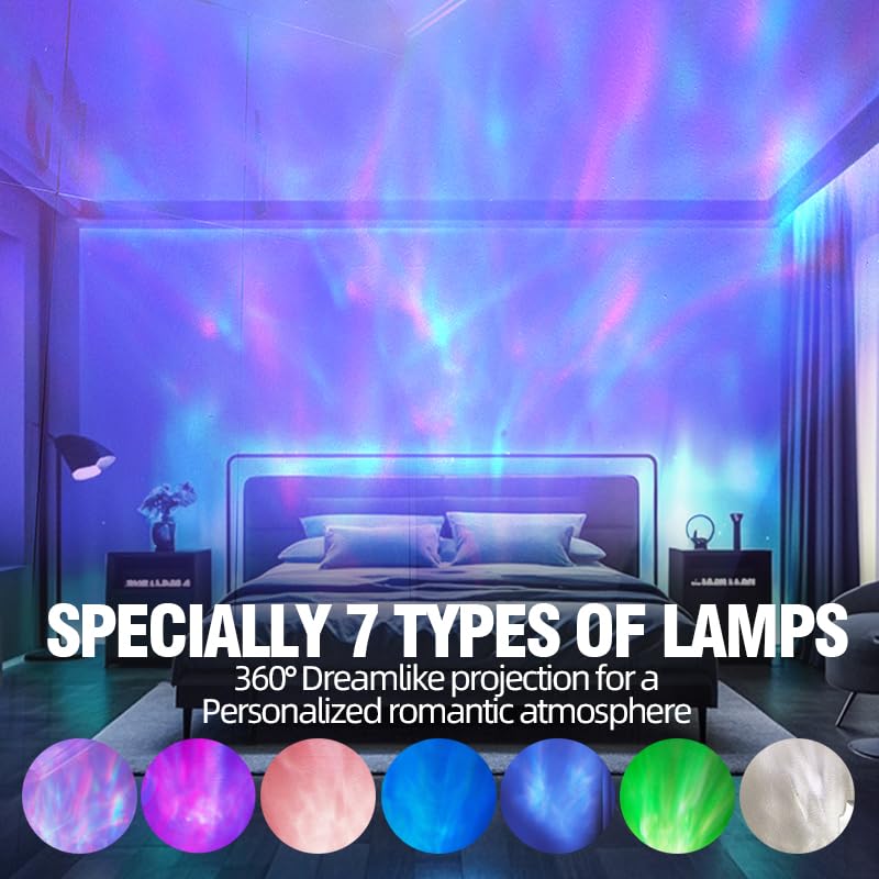 PILIPALASTAR Northern Lights Projector with Bluetooth Speaker, White Noise, Purple, Model Z6