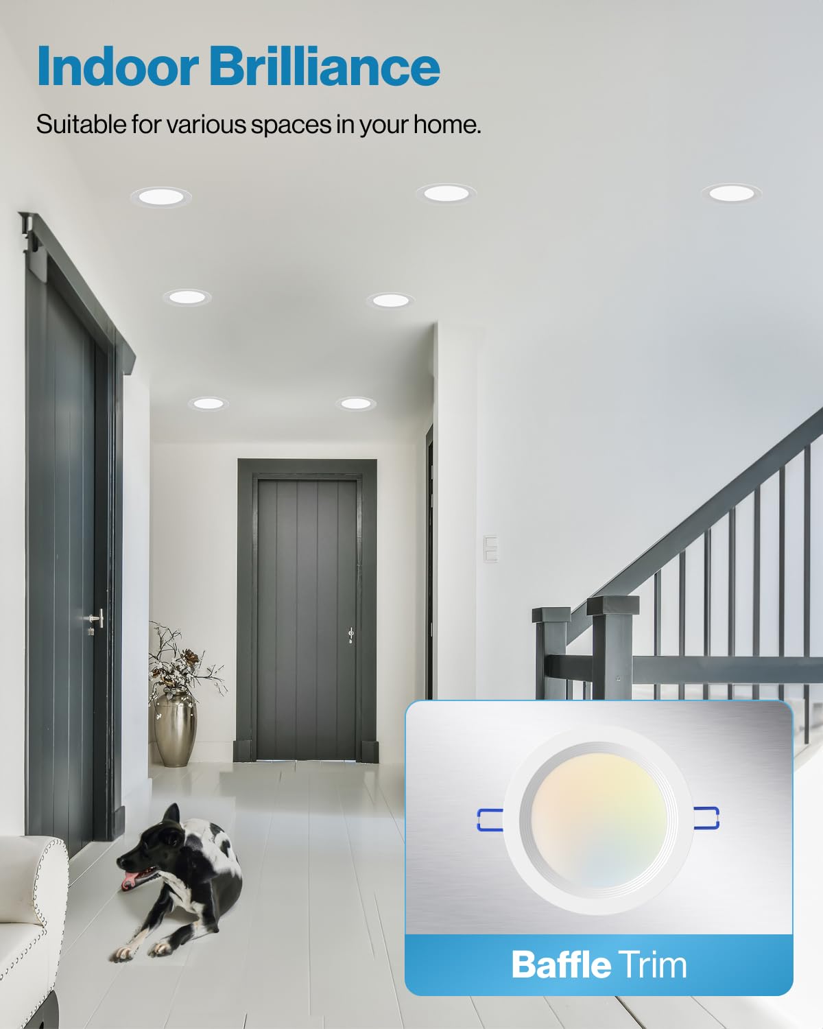 Sunco 12 Pack 6 Inch Led Recessed Light, Ceiling Canless Recessed Lights, Baffle Trim, 850 Lm, 14W, Selectable Cct 2700K/3000K/3