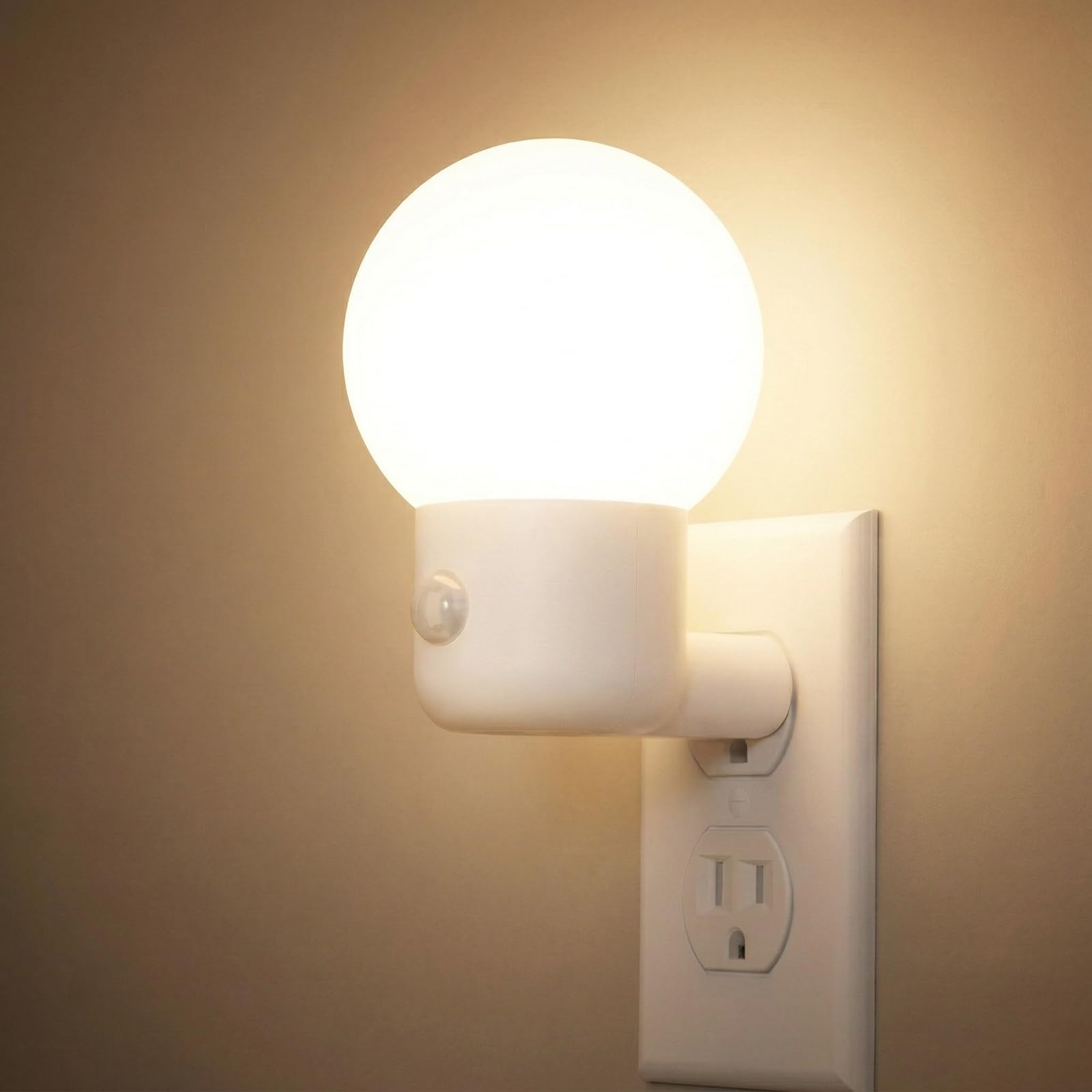 Motion Sensor Night Light Plug in, 1W Ultra Bright LED Wall Lights, 4000K Natural White, Dusk to Dawn Auto On/Off for Hallway, S