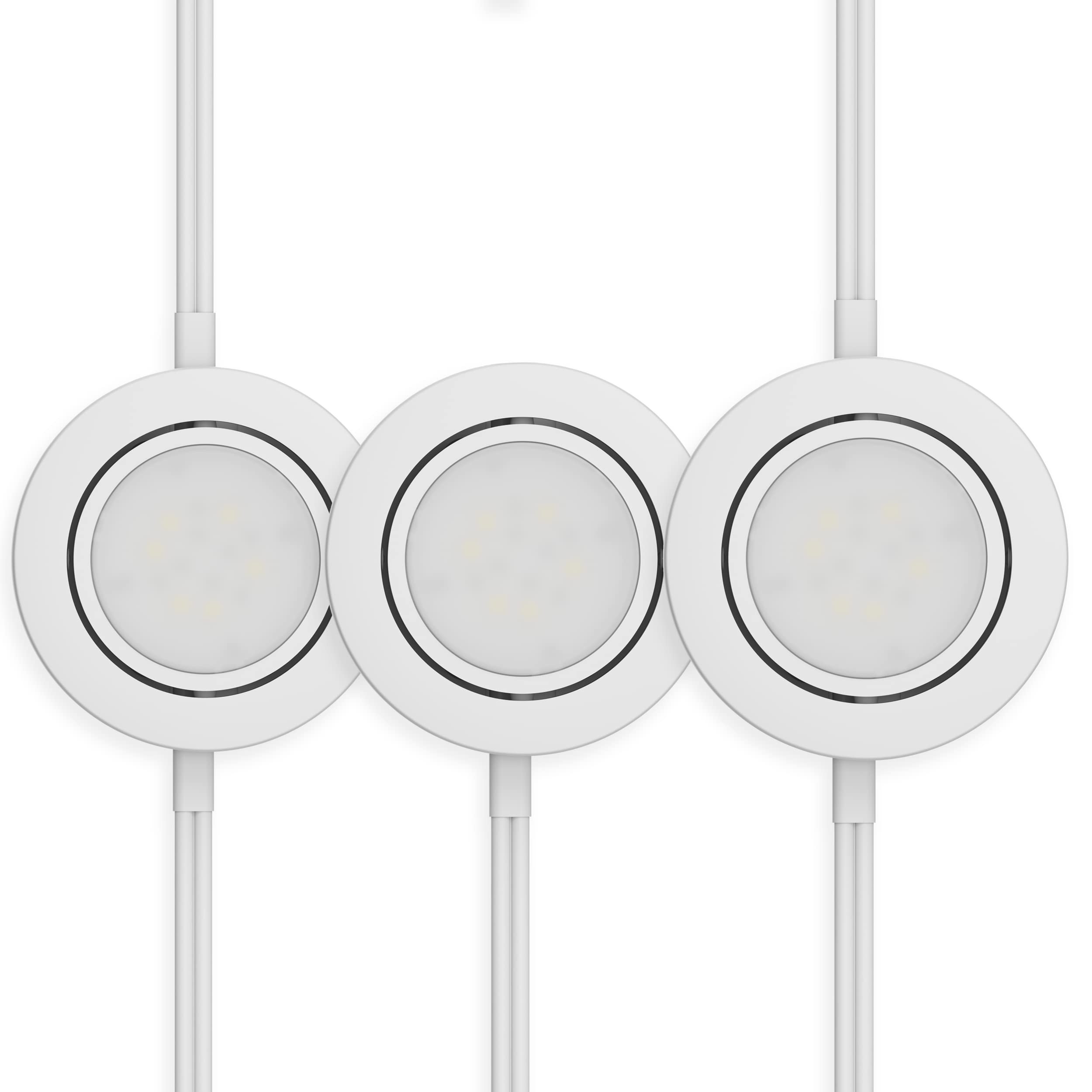 GETINLIGHT Swivel LED Puck Lights Kit with ETL List, Recessed or Surface Mount Design, Warm White 2700K, White Finished, (Pack of 3), IN-0107-3