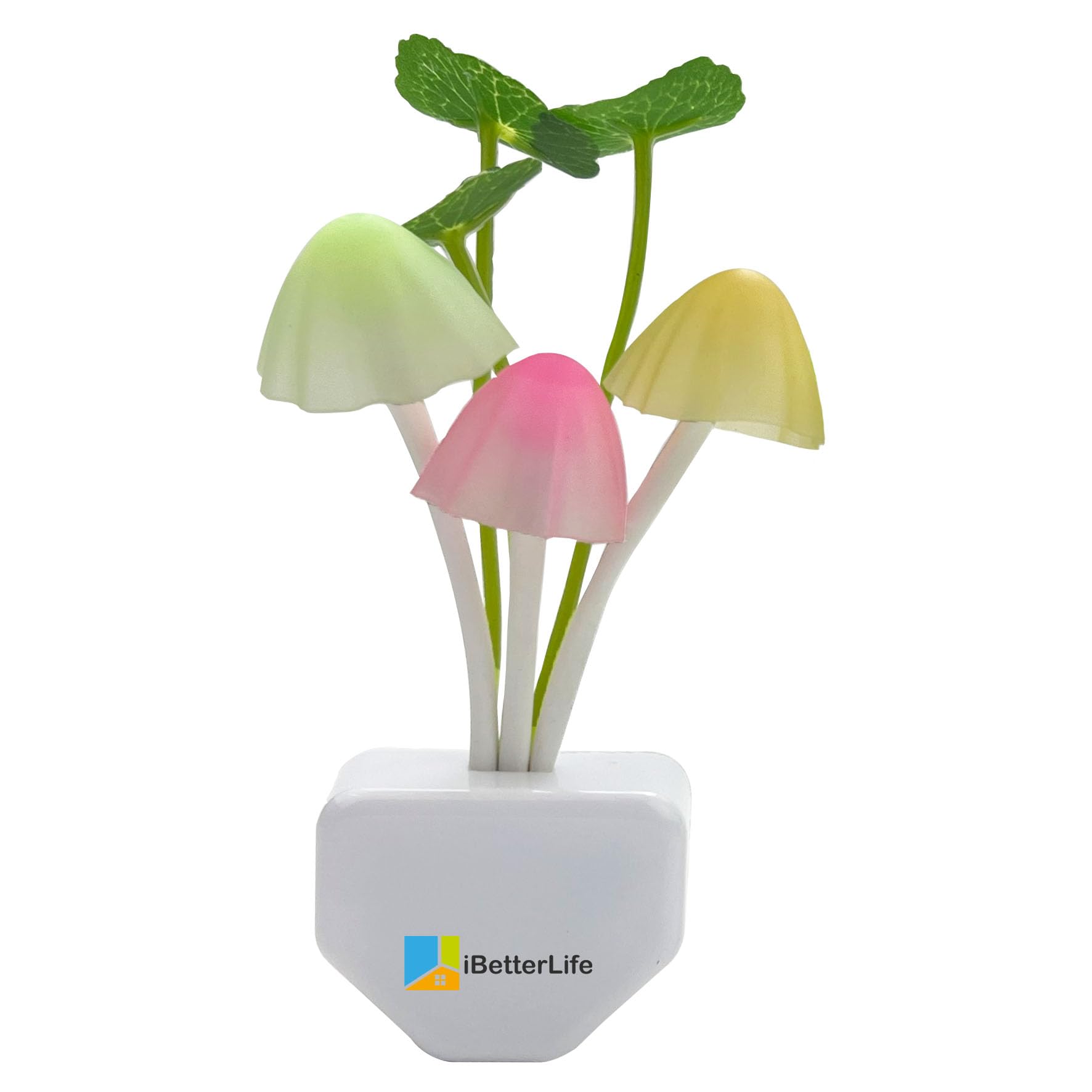 iBetterLife LED Night Light Smart Sensor 0.6W Color Changing Plug-in Night Lights for Kids Adults Cute Mushroom Night Light Bedr