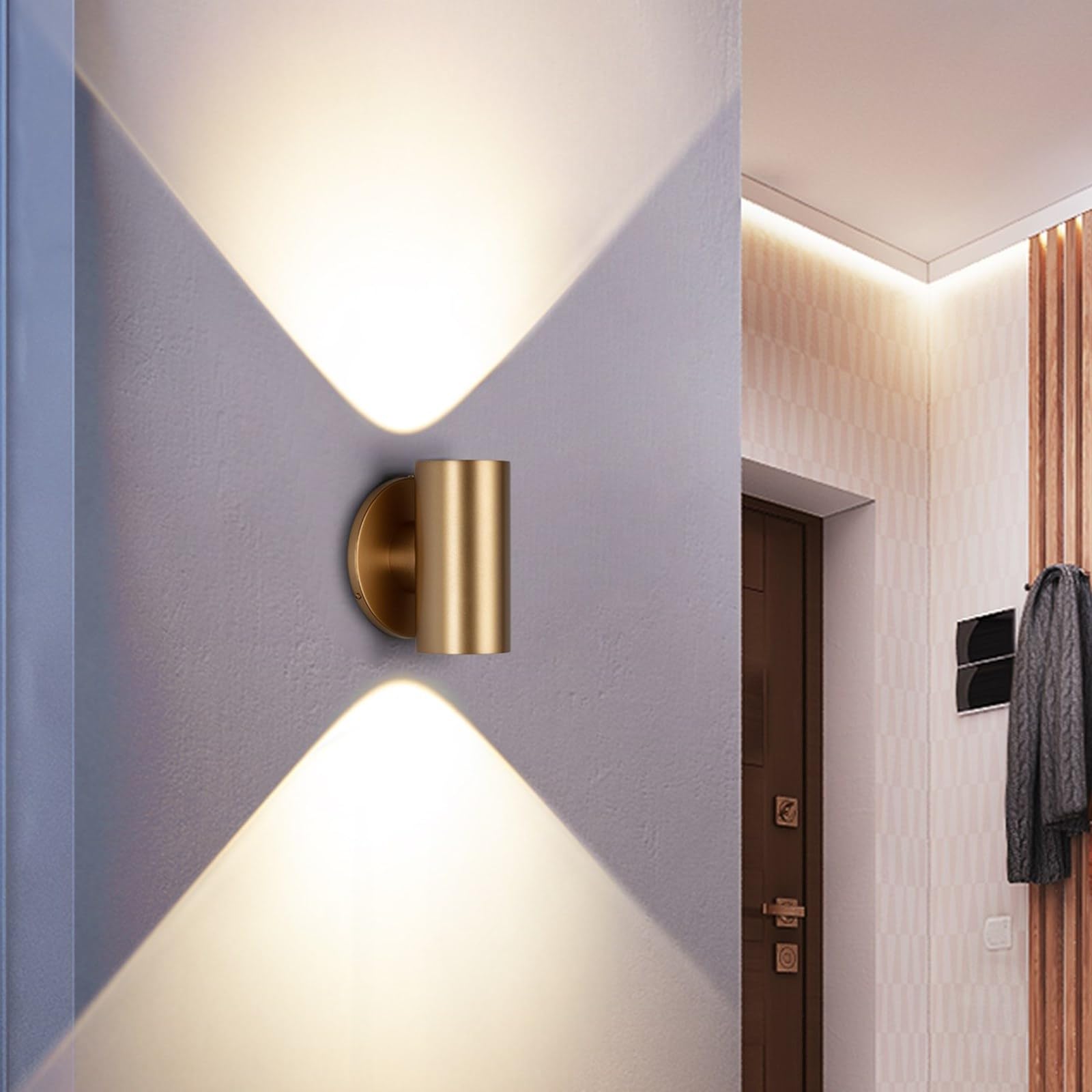 Tubicen Up And Down Wall Sconce Indoor, Dimmable Movie Theater Lights For Wall, 7W 3000K Bright Cylinder Hallway Stairway Sconce