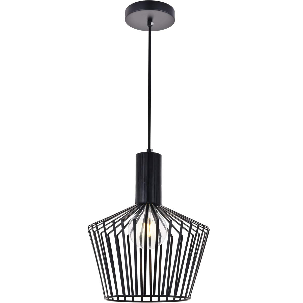 Living District Ronnie 1-Light Modern Metal Pendant in Black Finish