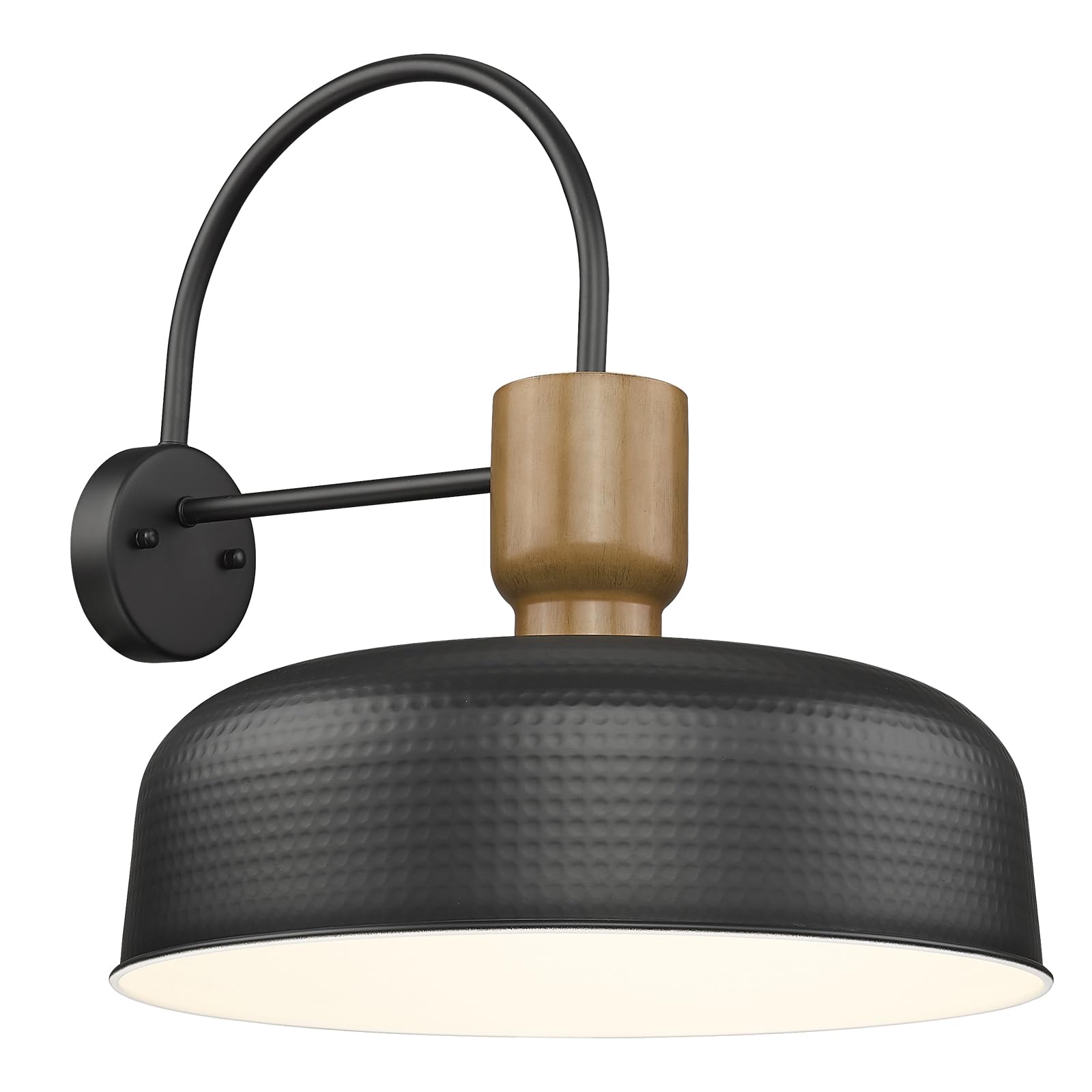 Luminzone Large Black Gooseneck Barn Light - Vintage Outdoor Wall Fixture For Porch & Garage
