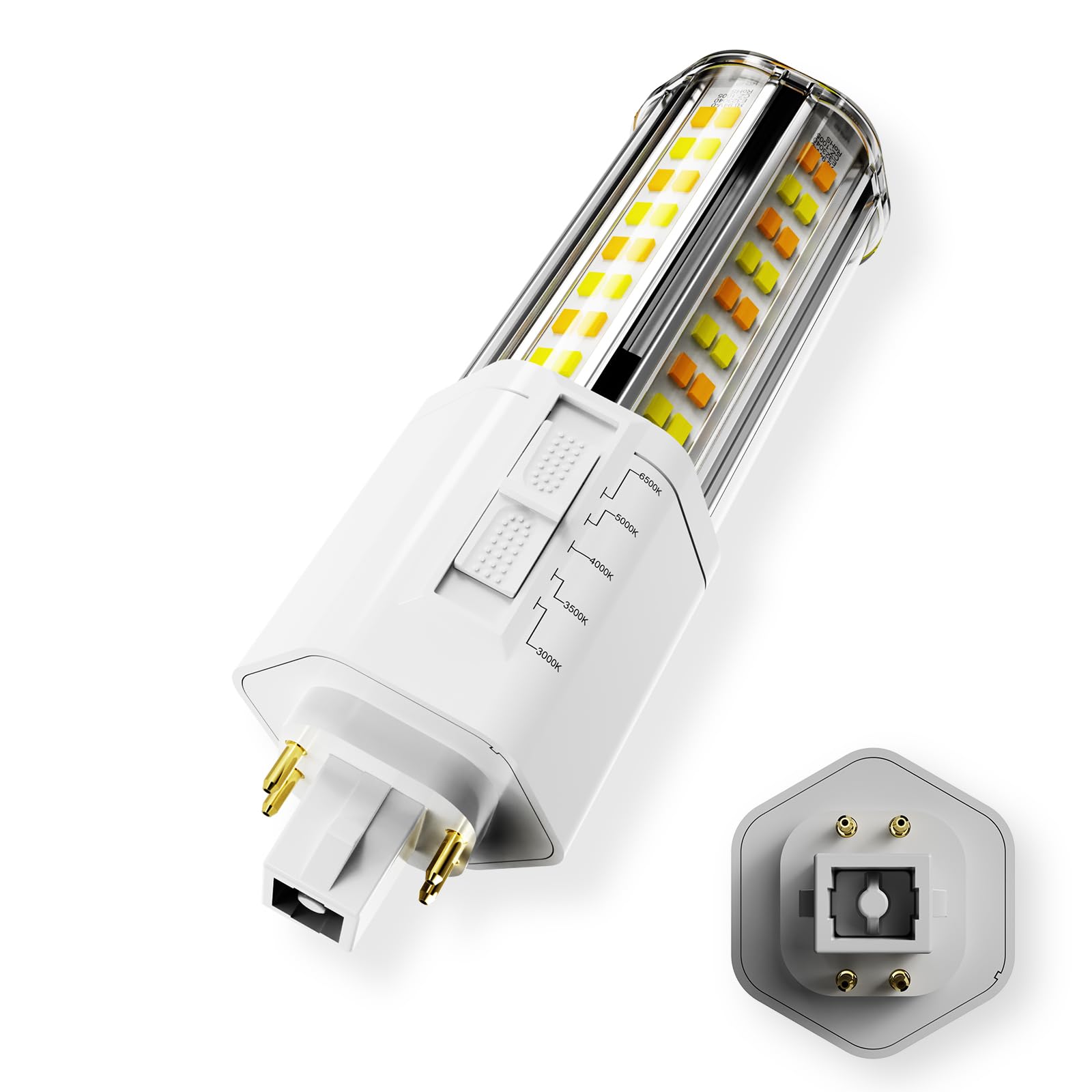 IDO 10 Pack LED G24q 4-Pin Base Light Bulb, 18W 2500 Lumen(Ballatst Must Be Bypass) Dimmable(3000K/3500K/4000K/5000K/6500K), Use