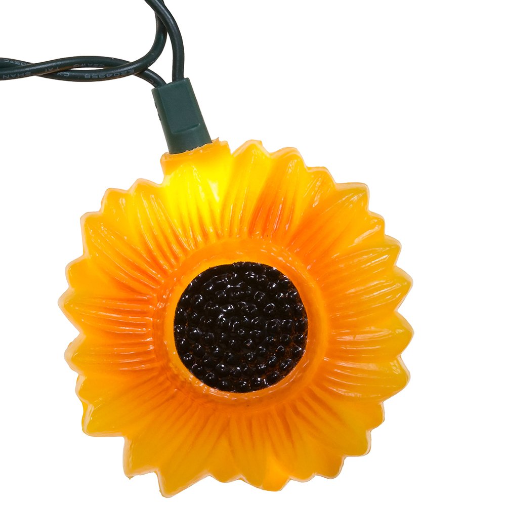 Kurt S. Adler 10-Light Sunflower Light Set UL4248, 11.5ft, Yellow, Plastic
