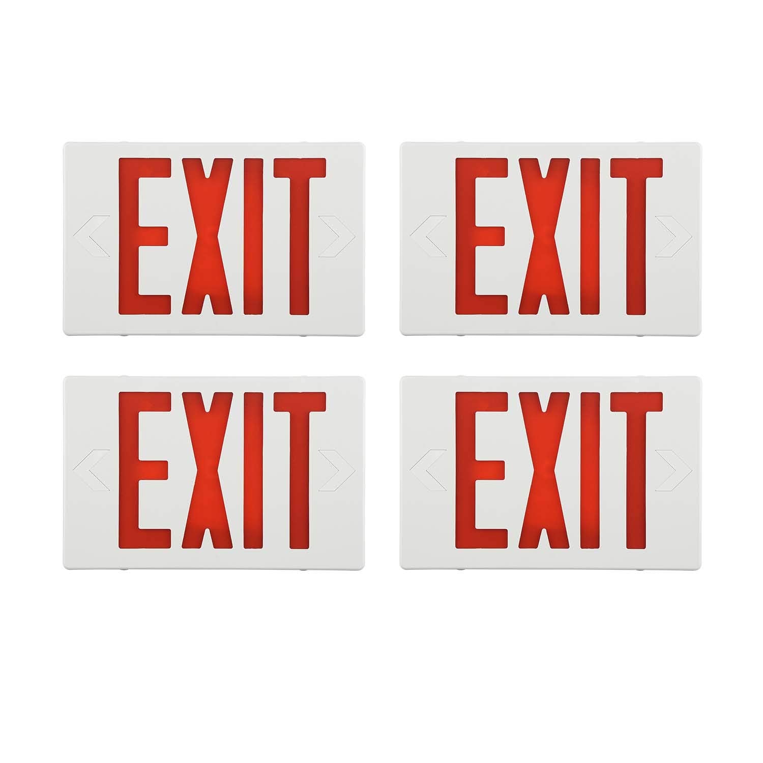 EXITLUX 4 Pack UL Listed Red LED Exit Sign - Double Face 120-277VAC Fire Exit Signs with Emergency Lights & Battery Backup