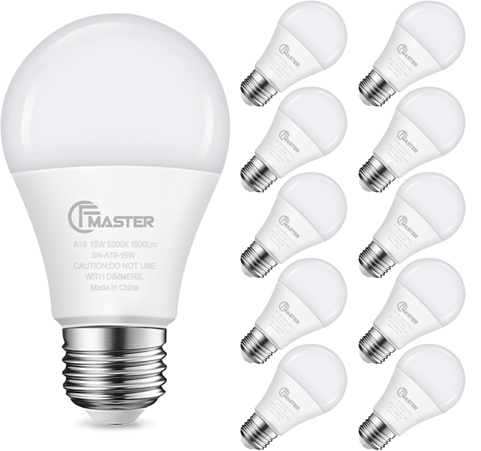 Cfmaster A19 Led Light Bulb, Led Bulbs 100 Watt Equivalent, 5000K Daylight Light Bulbs, 1500 Lumens, E26 Standard Base Lightbulb