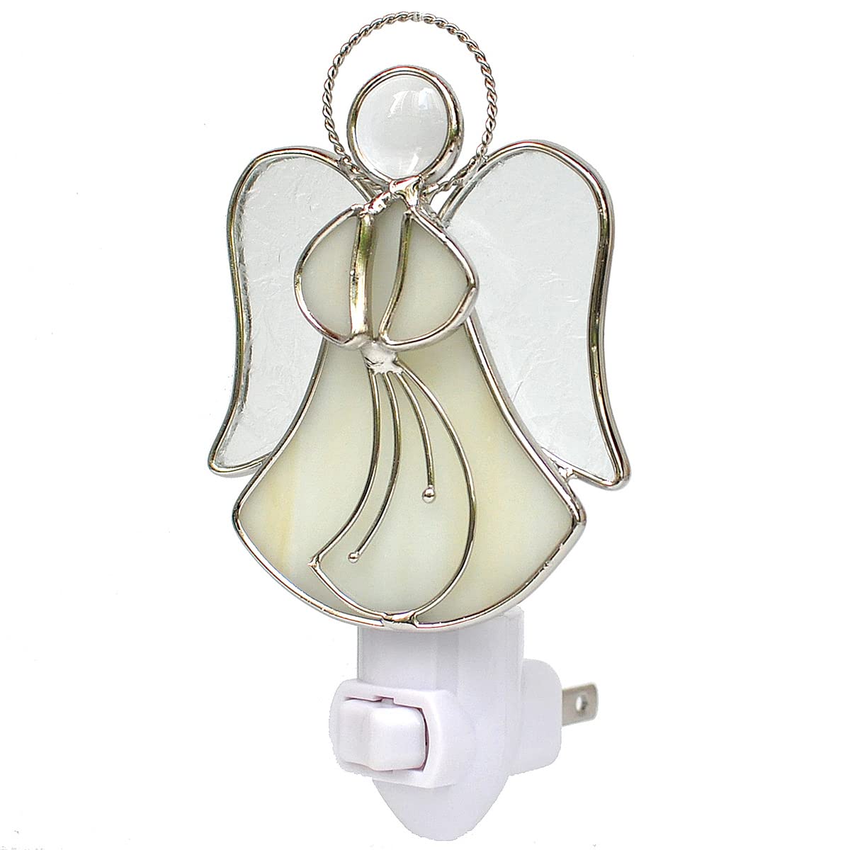 COOWIND Stained Glass Angel Night Light Decorative Accent Lite Wall Plug in Nightlight for Hallway Bedroom Bathroom Kitchen Natu