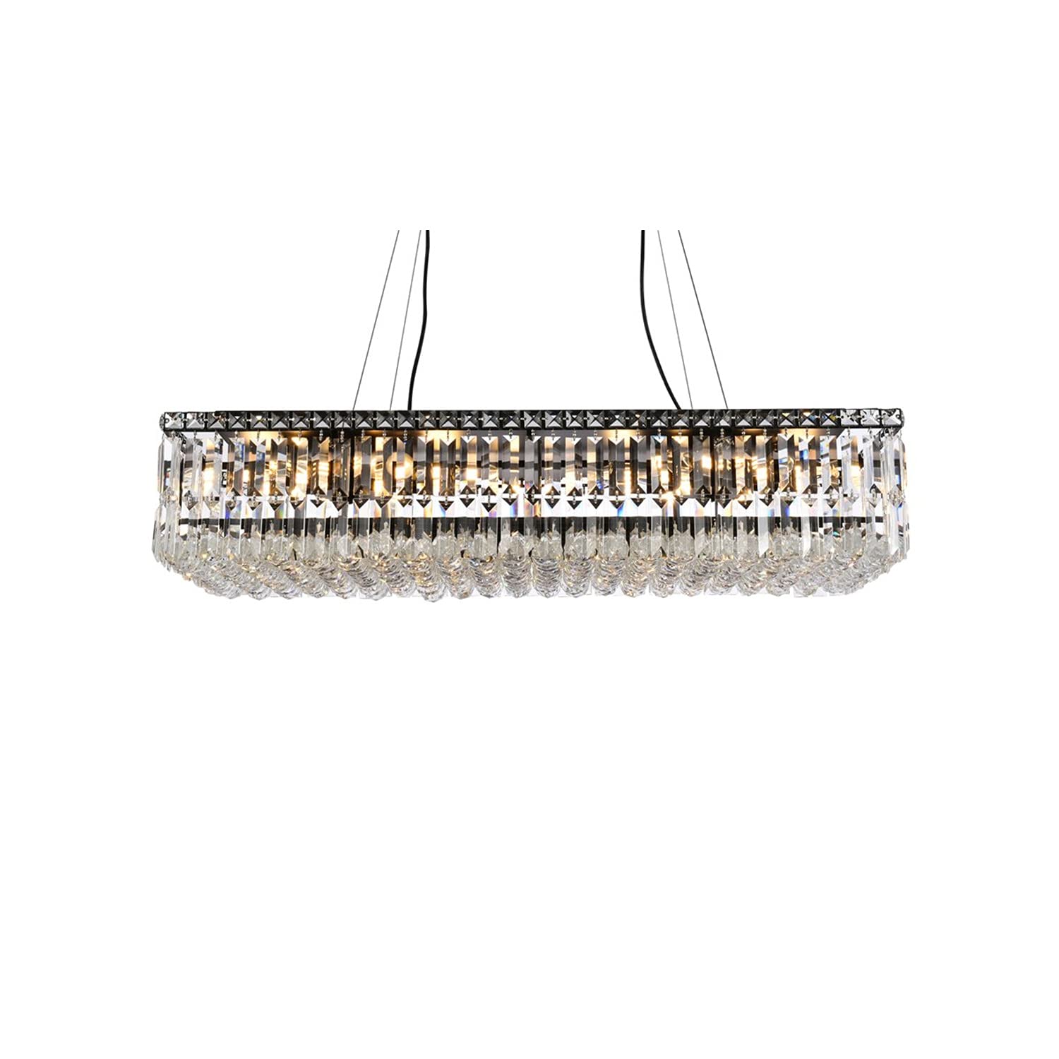 Elegant Lighting Maxime 36&quot; Black Metal & Crystal Chandelier - Luxurious Home Illumination