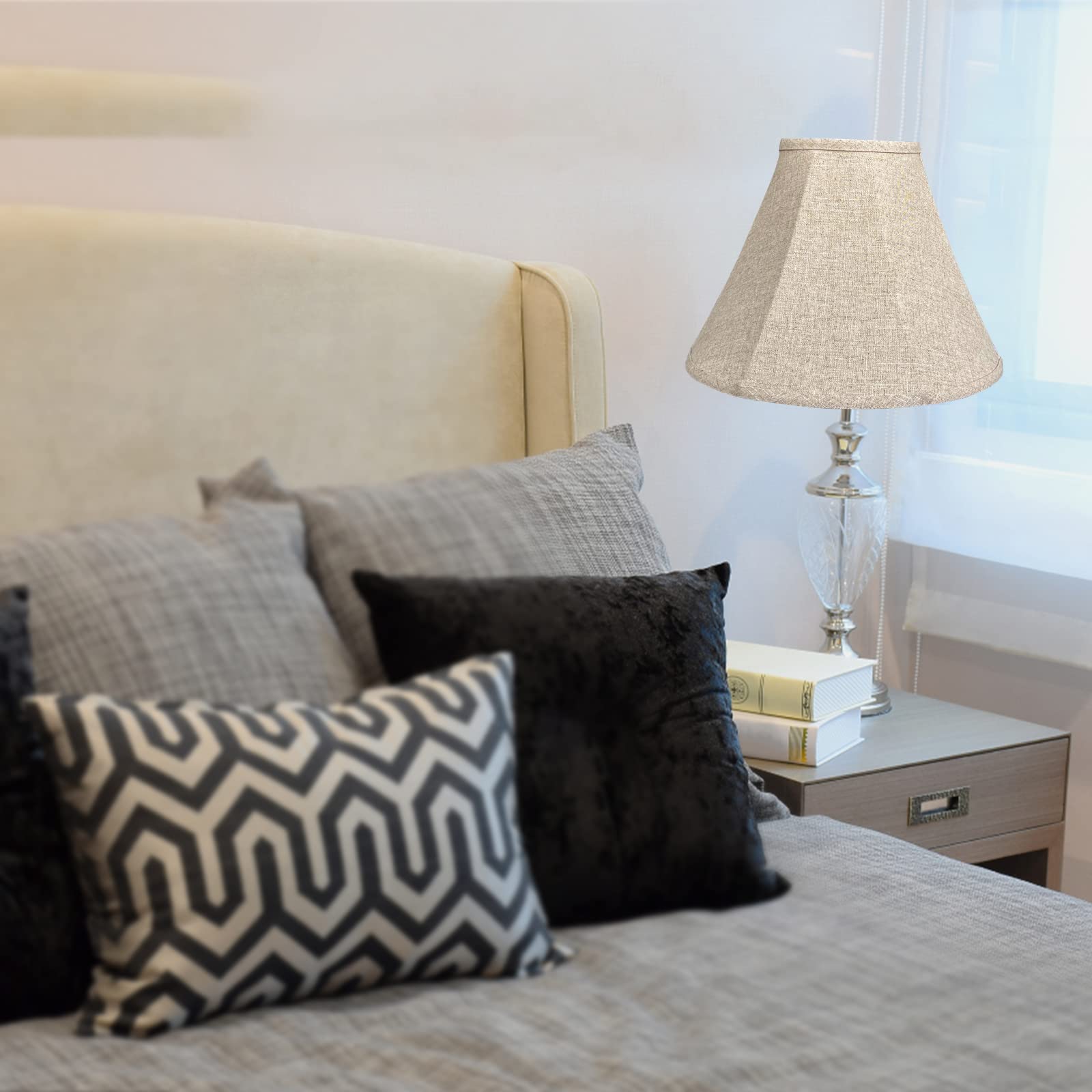 Tootoo Star Double Tootoo Star Lamp Shade Set Of 2, Brown Fabric, 6X14X10 Inch, Hand Crafted For Floor Light And Table Lamp