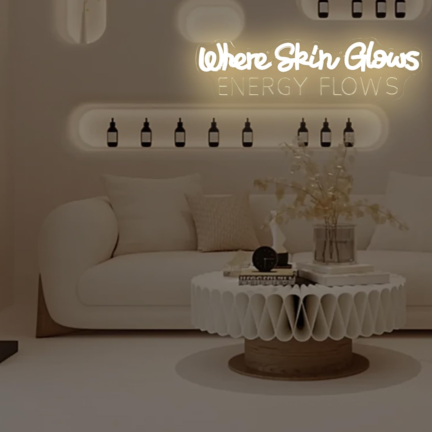 Where Skin Glows Energy Flows Neon Sign For Wall Decor Spa Neon Led Sign Dimmable Beauty Salon Neon Light Up Sign For Esthetician Spa Salon Business Beauty Shop Decorations Gift