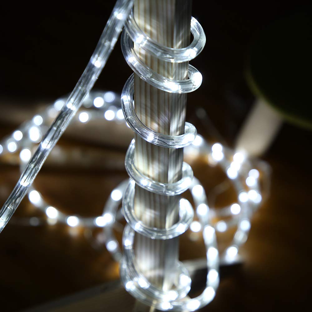 DINGFU 50ft LED Rope Lights, Waterproof Indoor Outdoor, PVC Tube & Copper Wire, White, Model 5529f919-c099-48e4-a738-6bba232