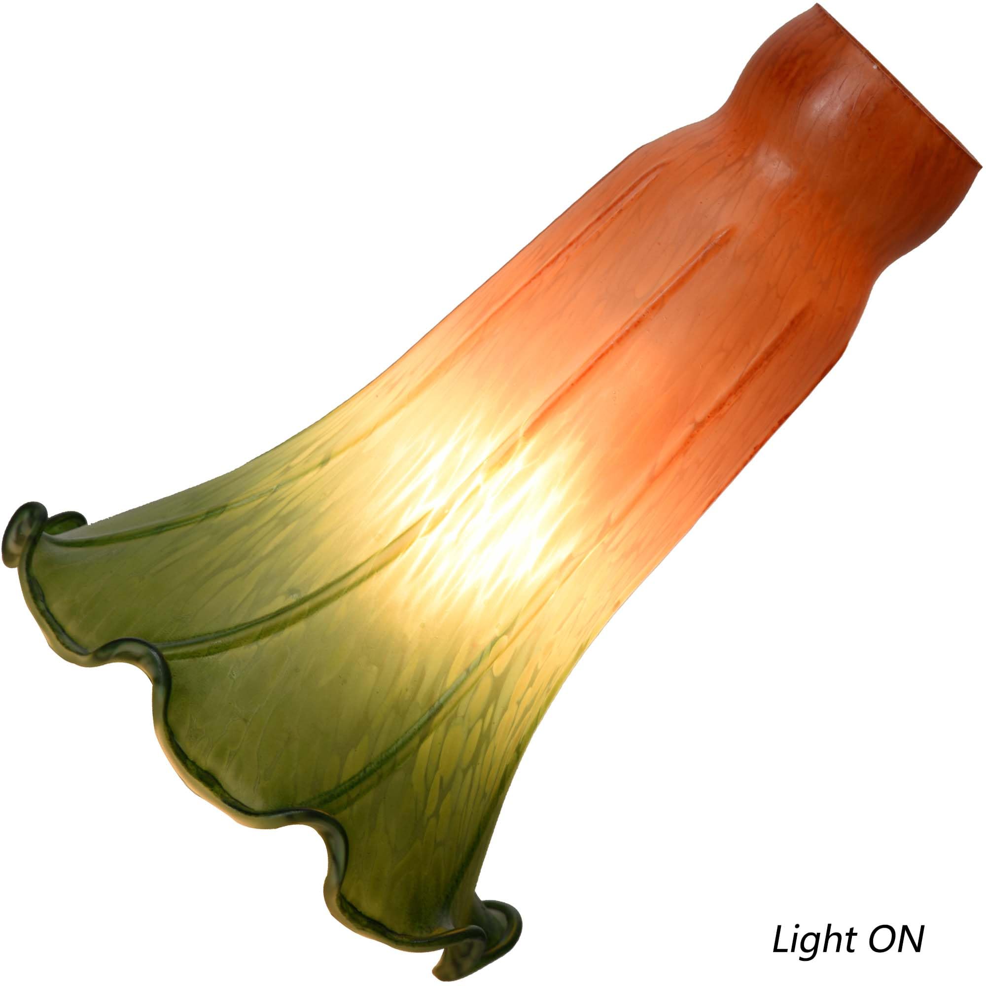Bieye Lily Flower Blown Glass Lampshade, Orange Green, Large I.D. 1.26" x O.D. 1.5", Model LILYSHADE