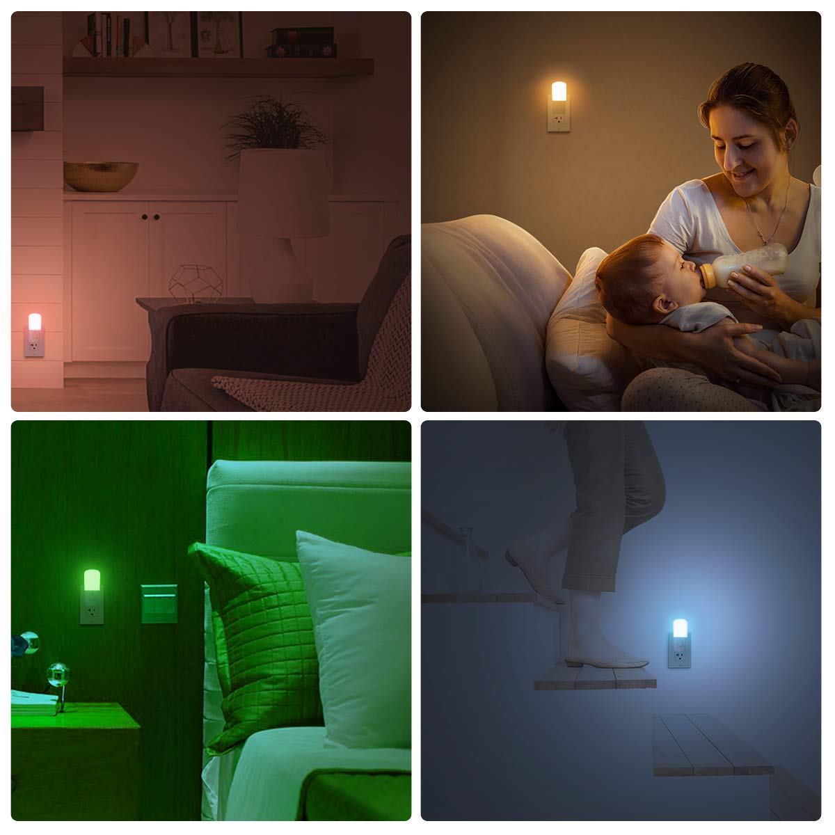Lohas Kids Led Night Lights Plug In, Rgb Color Changing Plug Into Wall Lights Remote, Rainbow Dimmable Girls Night Light Switch,