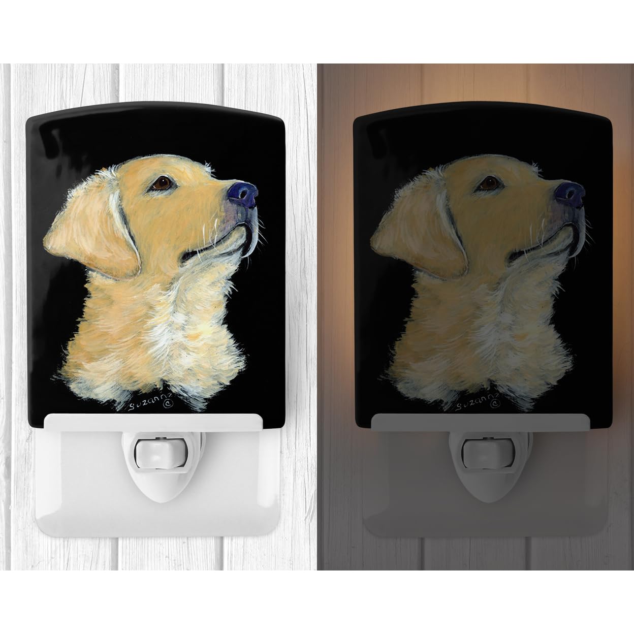 Caroline'S Treasures Ss8960Cnl Golden Retriever Ceramic Night Light Compact, Ul-Certified, Ideal For Bedroom, Bathroom, Nursery, Hallway, Kitchen, 6X4X3, Multicolor