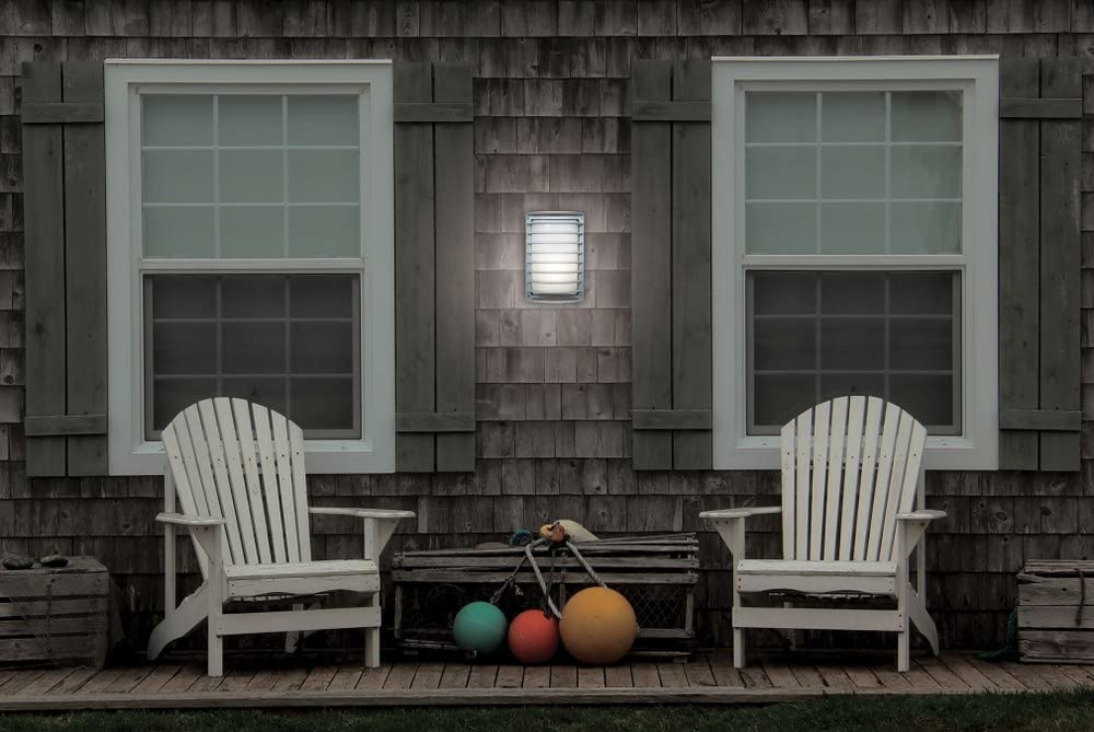Access Lighting Bermuda LED Outdoor Wall Light 11in Bronze Finish Ribbed Frosted Glass Shade Model 20010LEDDMGLP-BRZ/RFR