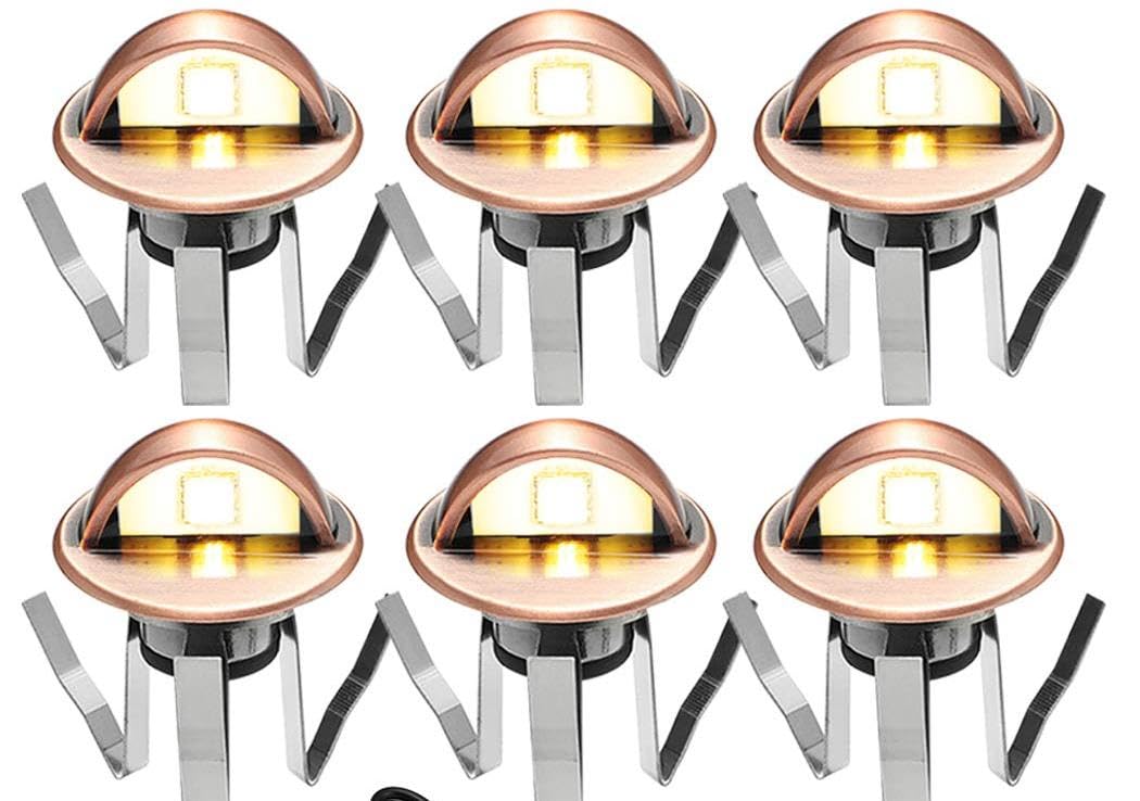FVTLED Pack of 6 Low Voltage LED Stair Deck Lights kit F1.38 Outdoor Garden Yard Decoration Lamp Recessed Landscape Pathway Step