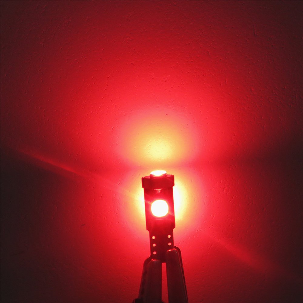 Wljh 6Pcs Canbus Error Free T5 74 37 27 17 2721 3030Smd Led Dash Lights Bulbs Gauge Cluster Dashboard Instrument Panel Light Lamps Bulb Twist Lock Socket (Red)