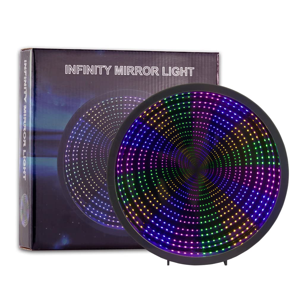 Chibuy LED Night Light 3D Mirror Wall Desktop Lamp Wedding Festival Party Decoration Sign Illusion Infinity Tunnel Mirror Light