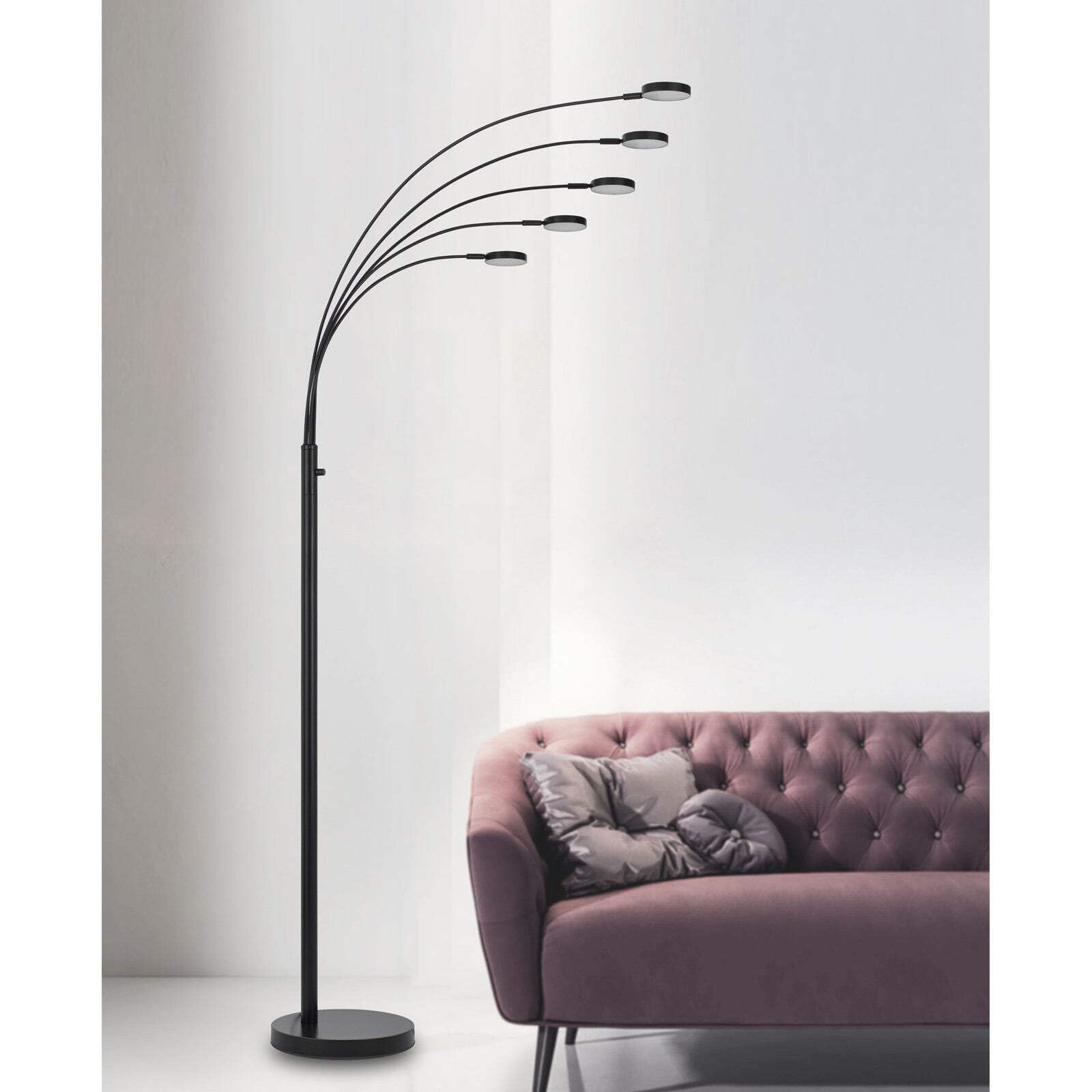 HomeRoots Five Light LED Arc Floor Lamp, 82 in., Metal, Bronze Finish