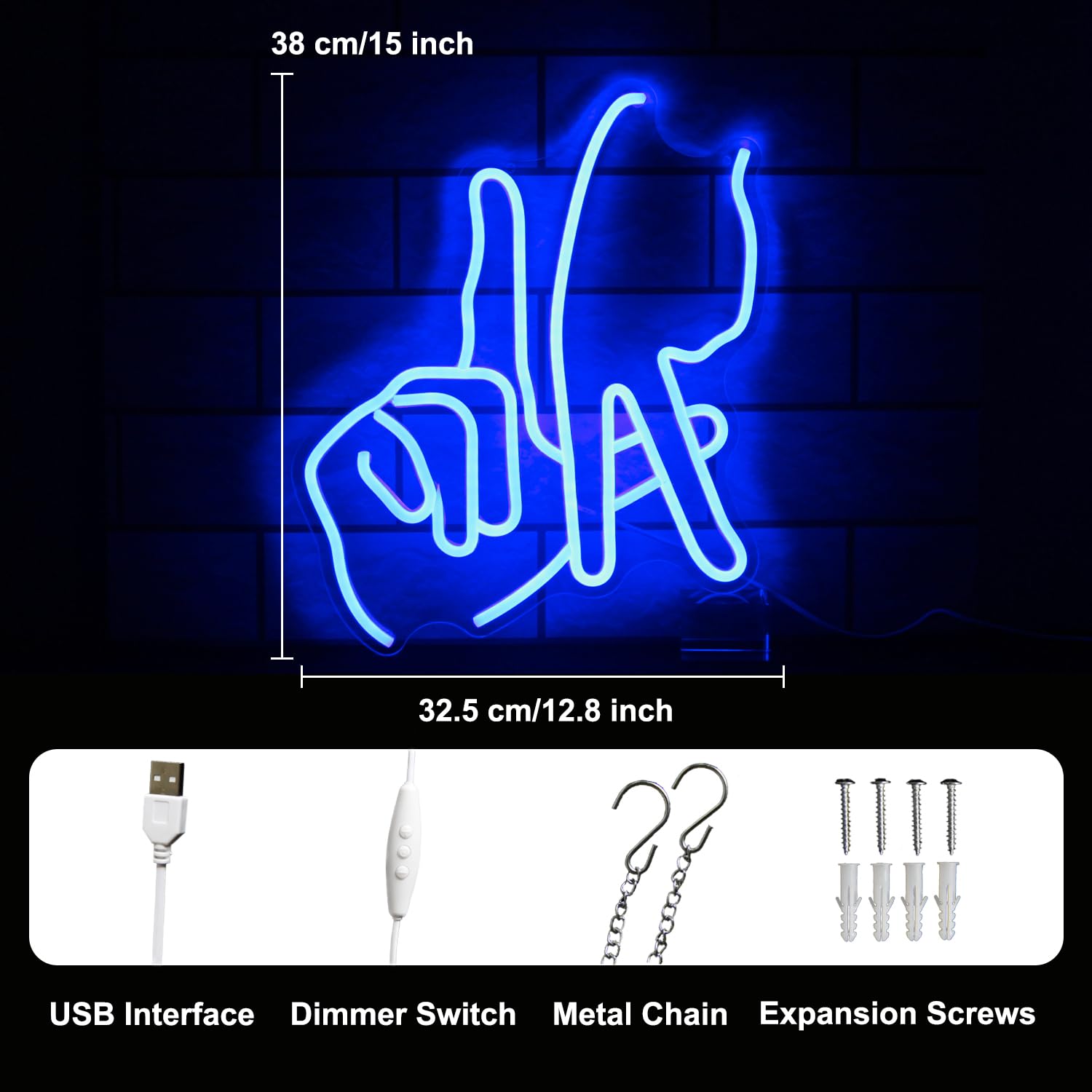 Kullneon Los Angeles Gesture Neon Sign Baseball Team Neon Lights For Man Cave Decor Blue Letters Gesture Led Sign Fingers Neon Wall Sign La Neon Signs For Wall Bedroom Garage Game Room Decor