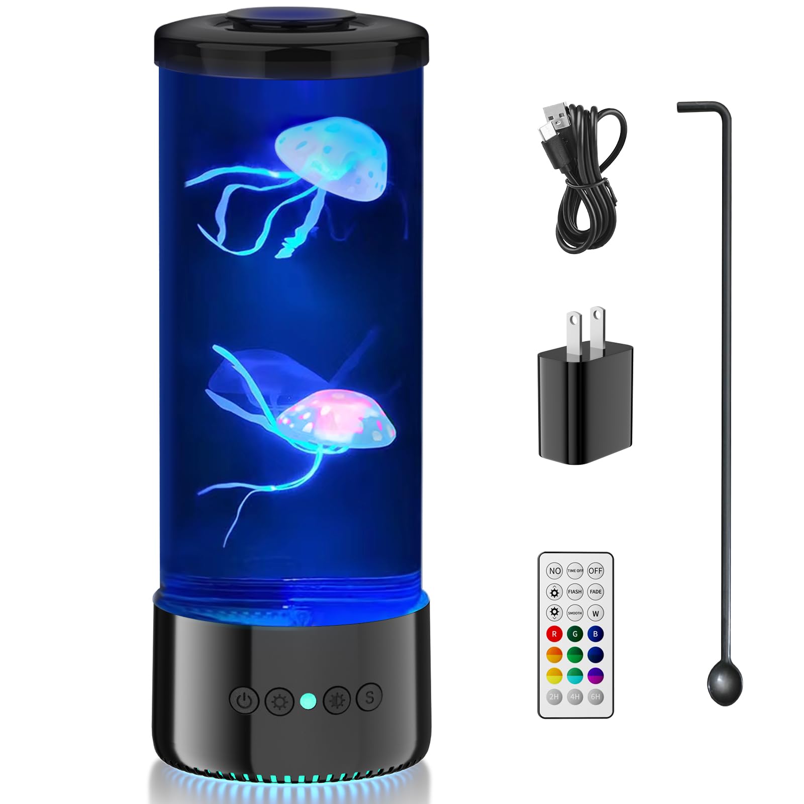 Bodami Jellyfish Lamp - Large LED Mood Light, Remote Dimmable, Black, Model 8606, Ideal for Room Decoration