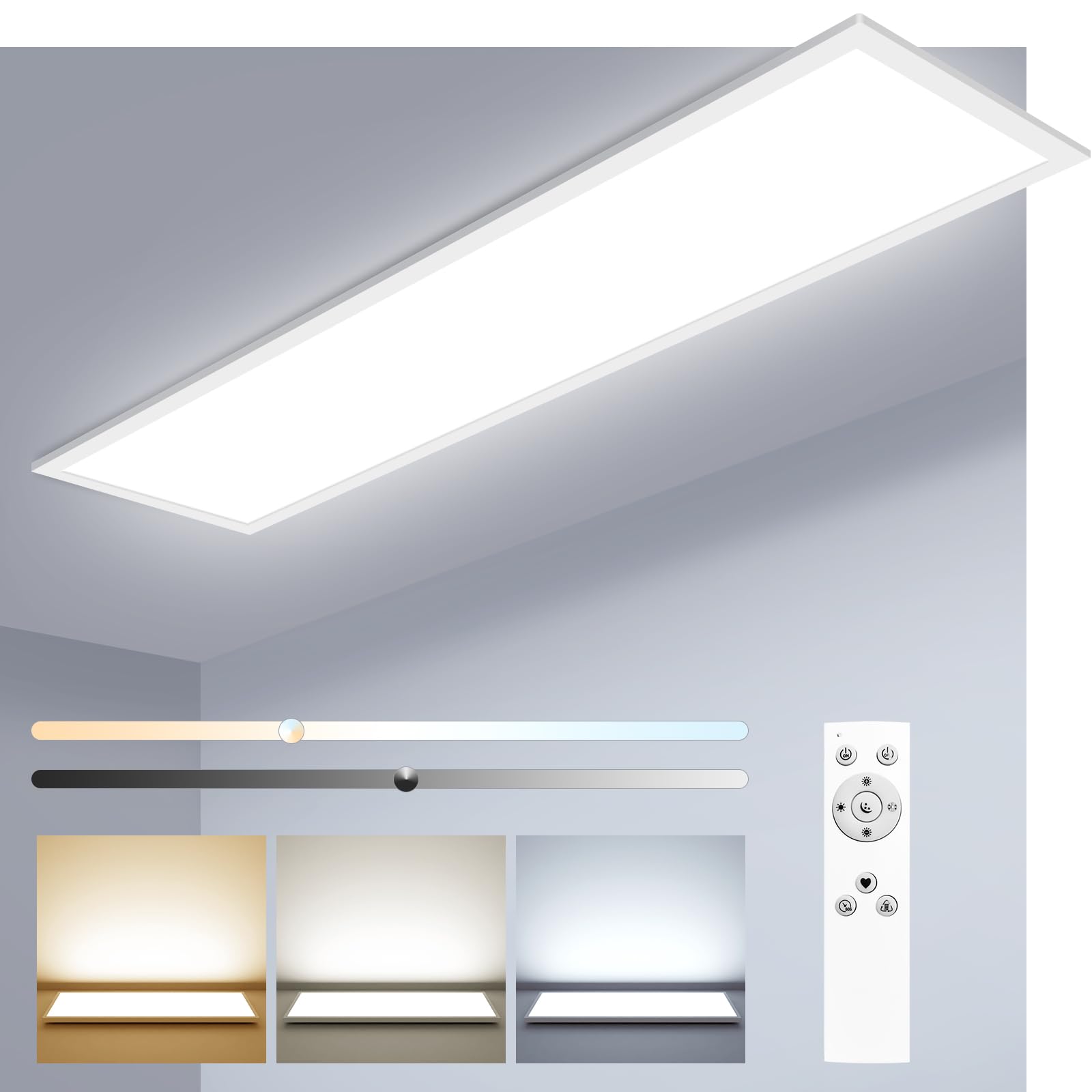 zemty LED Flat Panel Light with Remote 31.4x9.8 Inch  35W 4000LM 3000K-6000K Adjustable Color Temperature  Dimmable Flush Mount Ceiling Light Fixture for Kitchen Bedroom Garage
