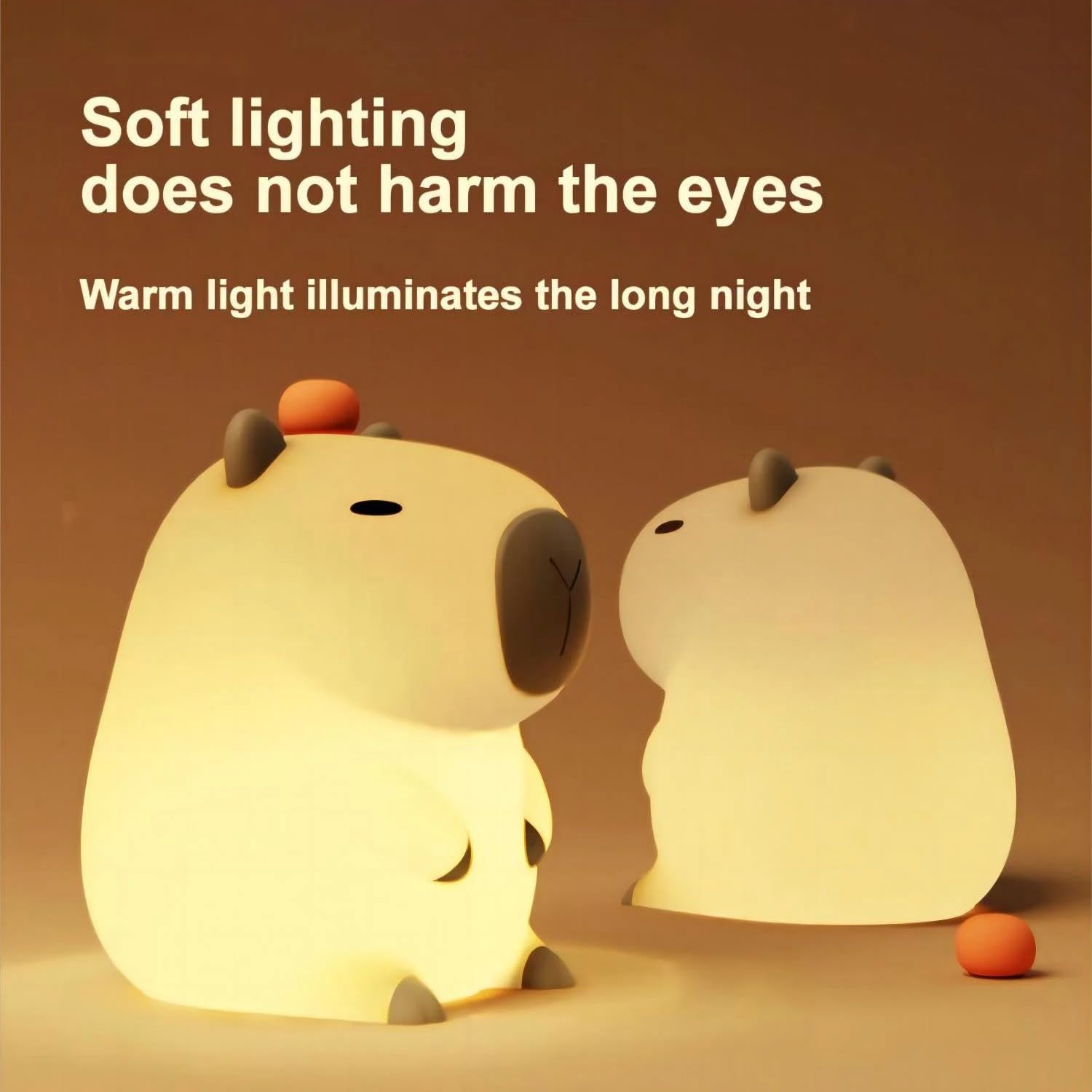 Cute Cartoon Capybara Silicone Night Light Usb Rechargeable Timing Dimming Sleep Night Lamp For Children'S Room Decor