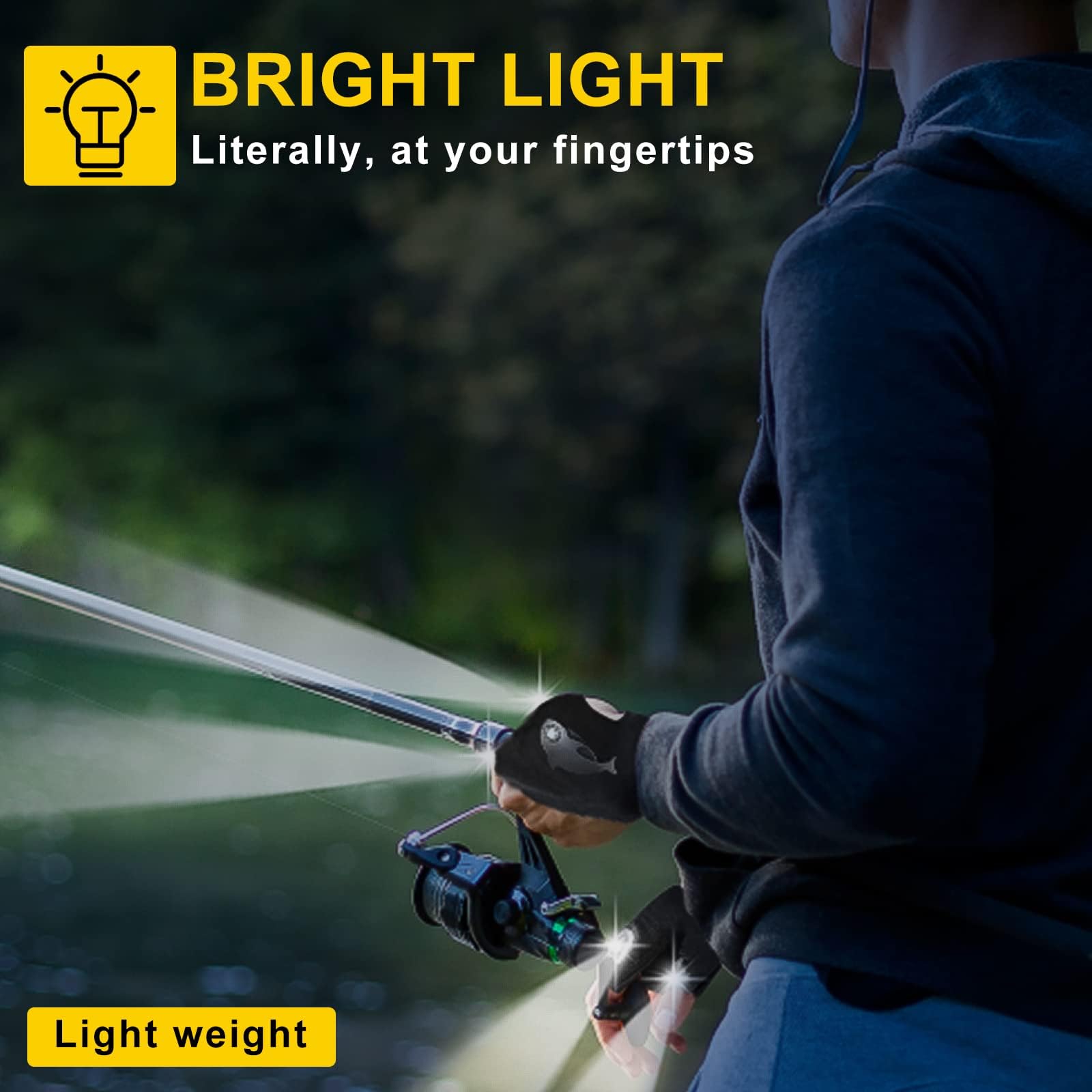 LOUISWARE LED Rechargeable Flashlight Gloves, Gifts for Men, for Dad, Cool Stretchy Fingerless Light Gloves Gadget for Repairing