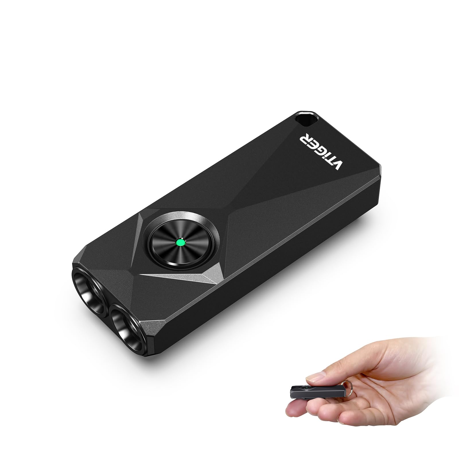 VTIGER K1 Mini Keychain Flashlight, 800 Lumens, USB Rechargeable, Black, Compact LED with Clip and Magnet for Everyday Carry