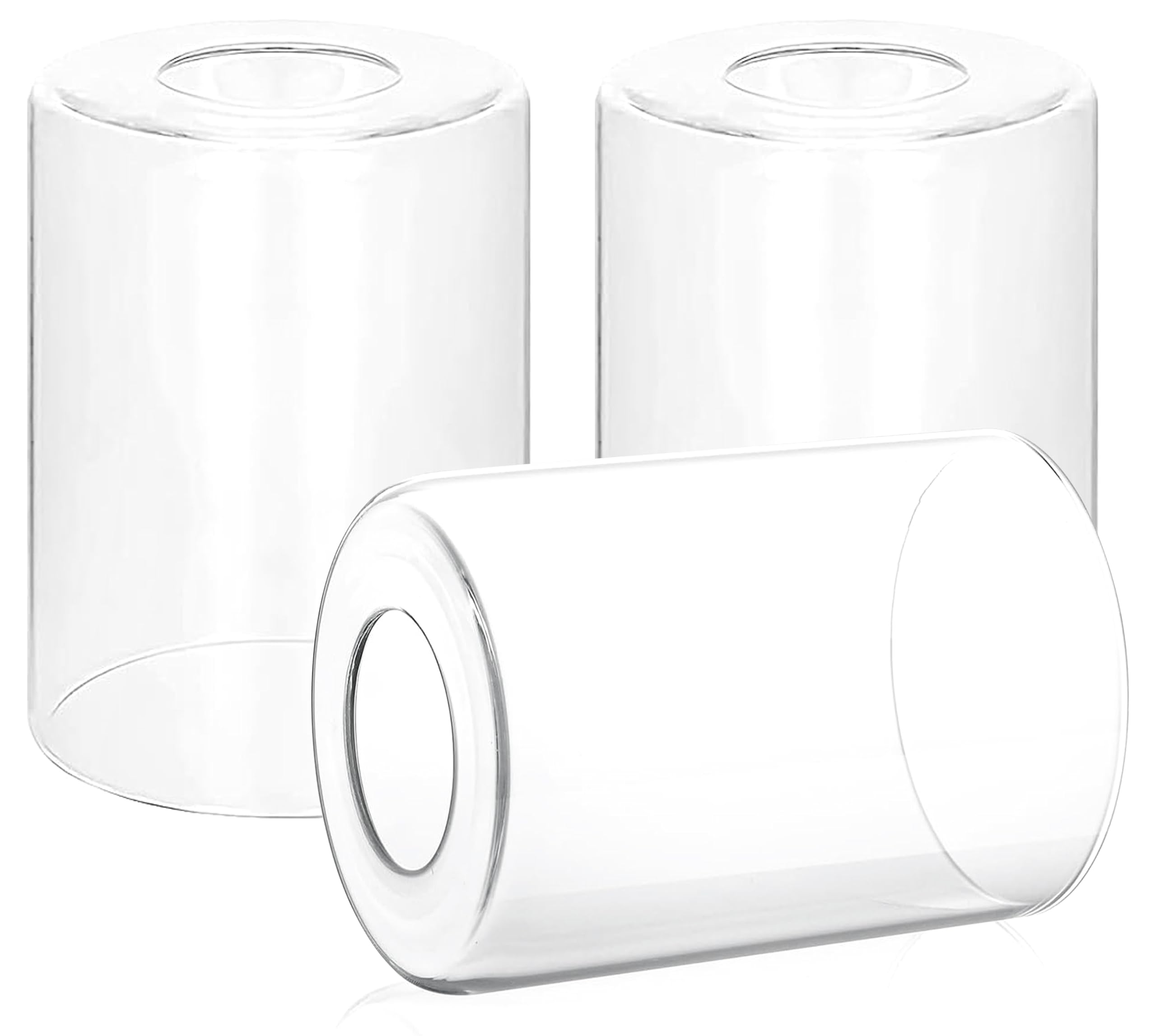 GO&SO 3 Pack Clear Glass Lamp Shade Replacement, 5.5'' Height, 3.54'' Diameter, 1.65'' Fitter - Cylinder Glass Pendant Light Sha