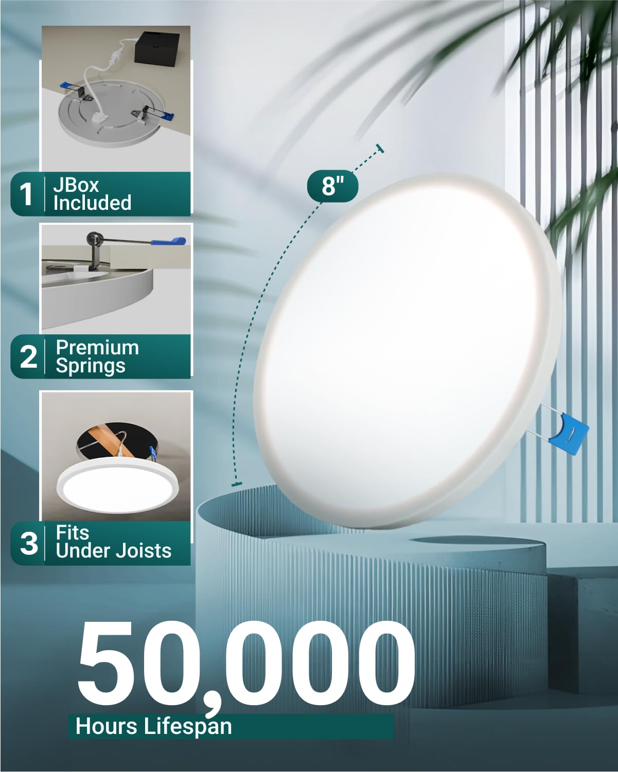 Sunco 6 Pack 8 Inch Canless Slim Recessed Lighting, Led Flush Mount Ceiling Light, Thin Round Flat Panel Fixture, 1800 Lm, 15W=1