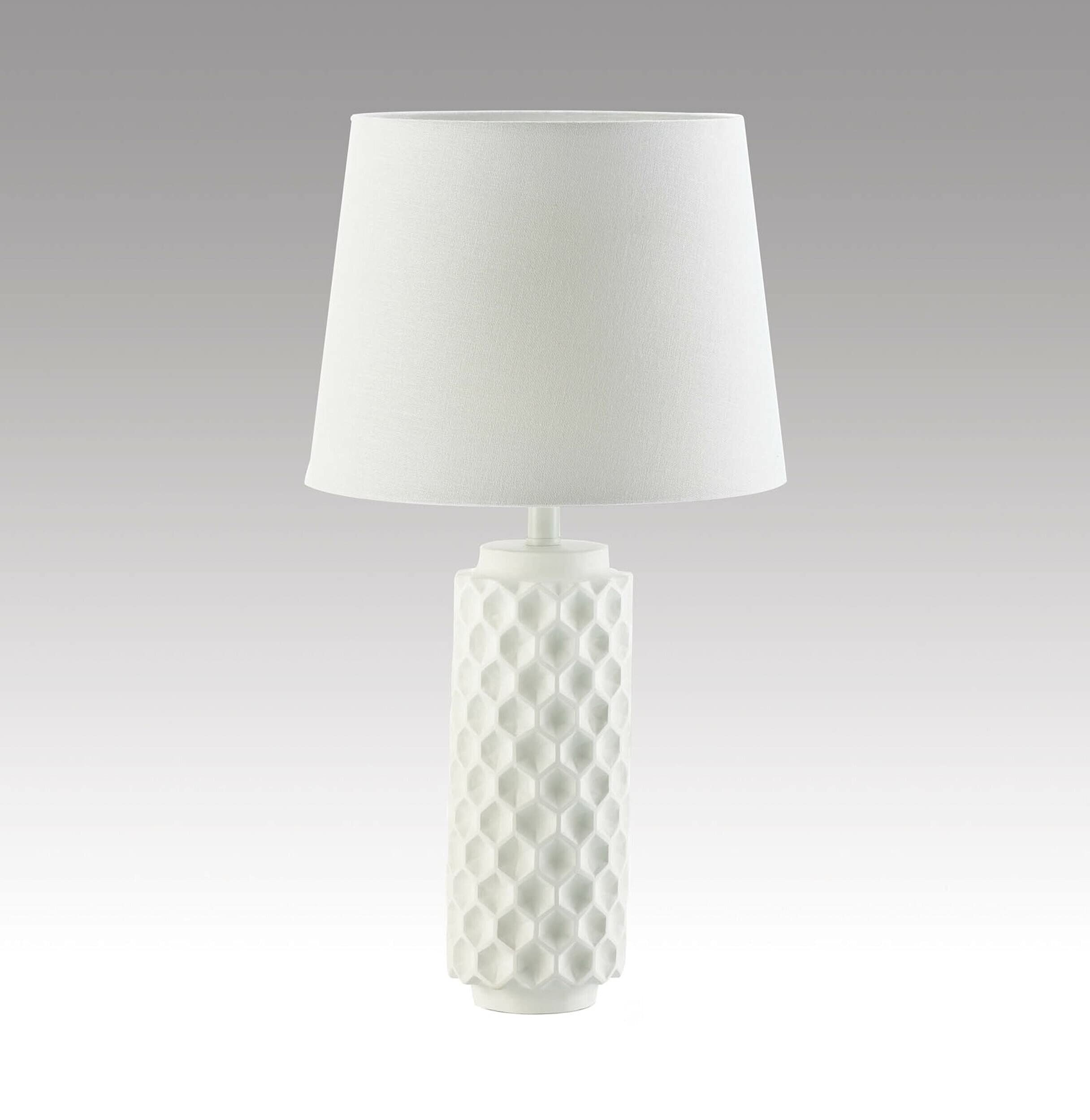 White Cylinder Honeycomb Table Lamp