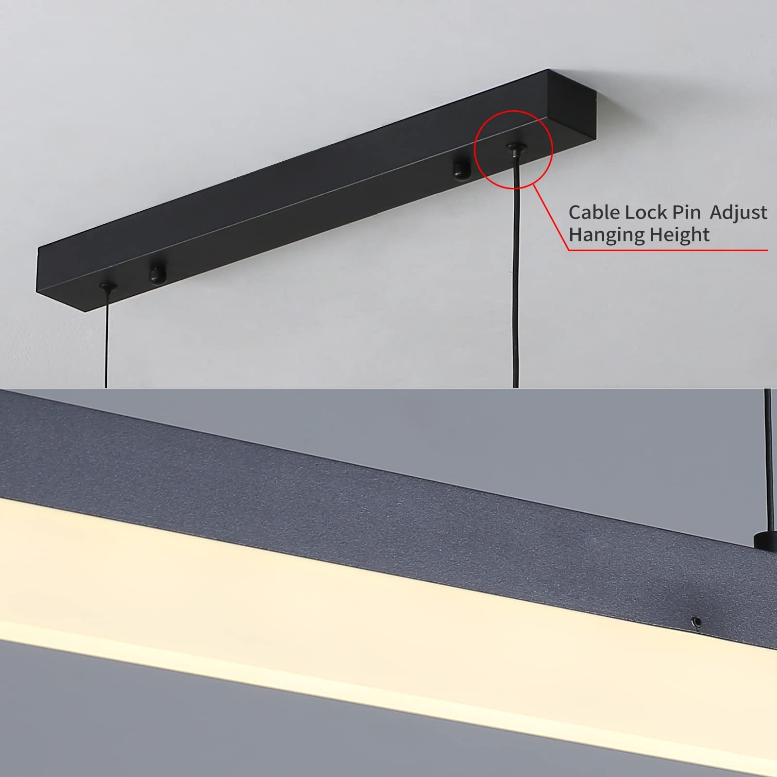 Matven LED Linear Pendant Light, Dimmed with Remote Control, 47IN, Acrylic, Black, Model XX10