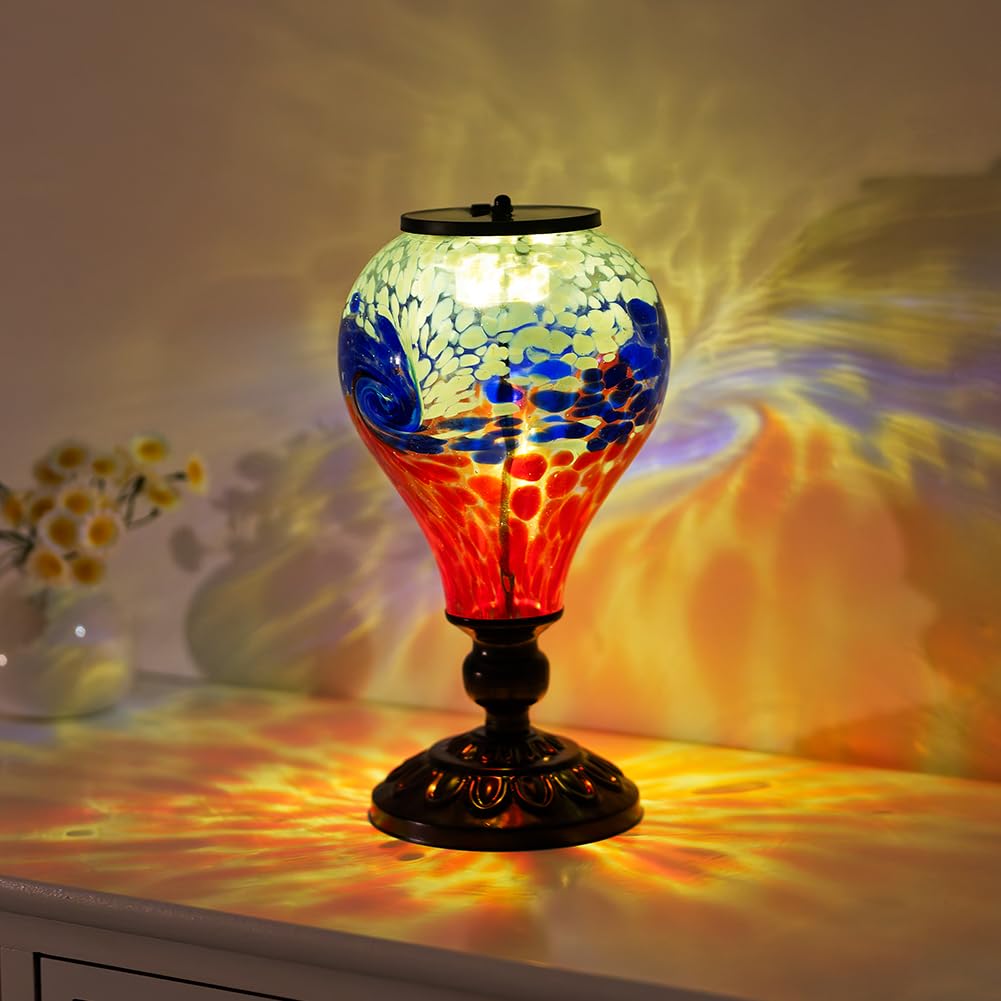 YELENEW Outdoor Solar Lantern Waterproof Glass Table Lamp 9.8 H Hot Air Balloon Solar Lanterns Led Garden Lights for Patio Desk 