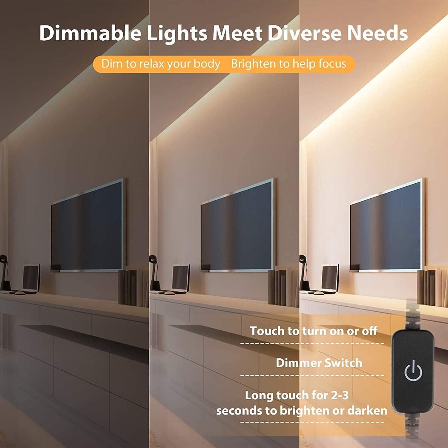 Lamomo Neon Rope Lights, 65.6Ft Dimmable Led Strip Lights, Warm White 3000K Flexible Led Rope Lights, Waterproof Silicone Diy De