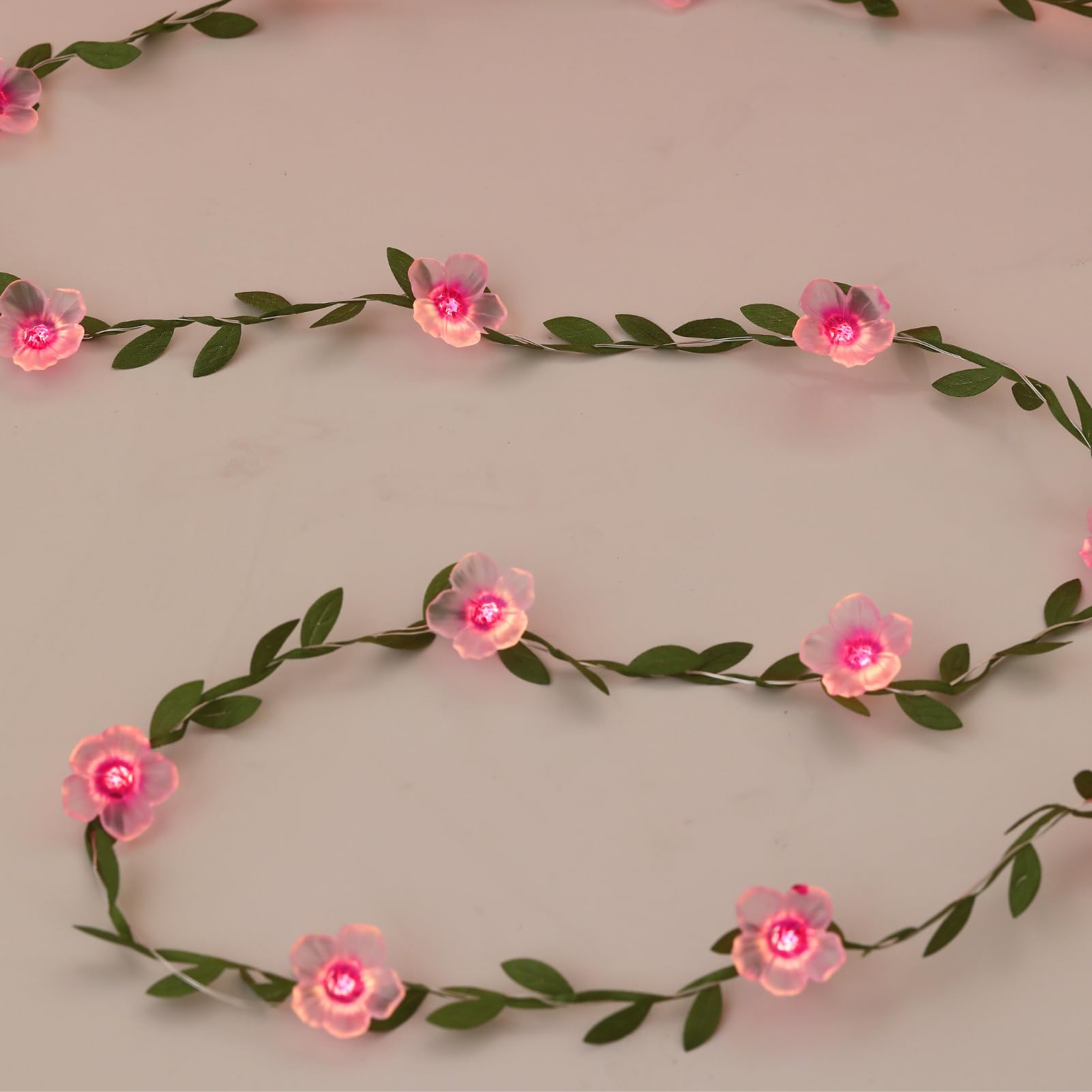 Nakolulu Cherry Blossom Vine Lights 40 LED 13ft USB & Battery Operated Warm White, Model CSLA, Decorative Fairy Lights for Bedroom & Party