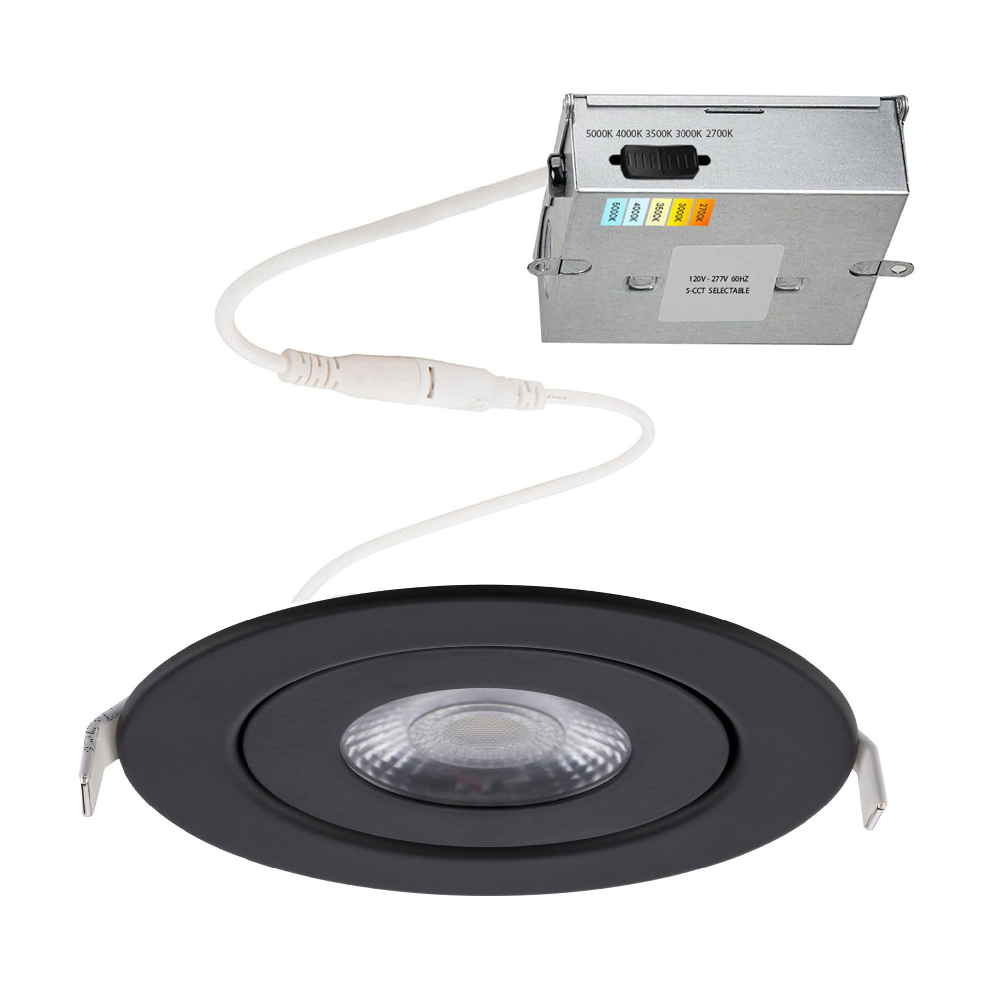 Wac Lighting Lotos 6In Led Round Adjustable Recessed Light 5-Cct Selectable 15W 1 350 Lumens Ic-Rated Airtight 120V-277V Universal In Black