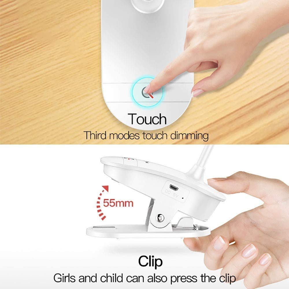 Frog Department Store Clip on Lamp, USB Rechargeable, 3 Brightness Levels, Green/Red, Model YG-T102, Battery Powered Reading Light