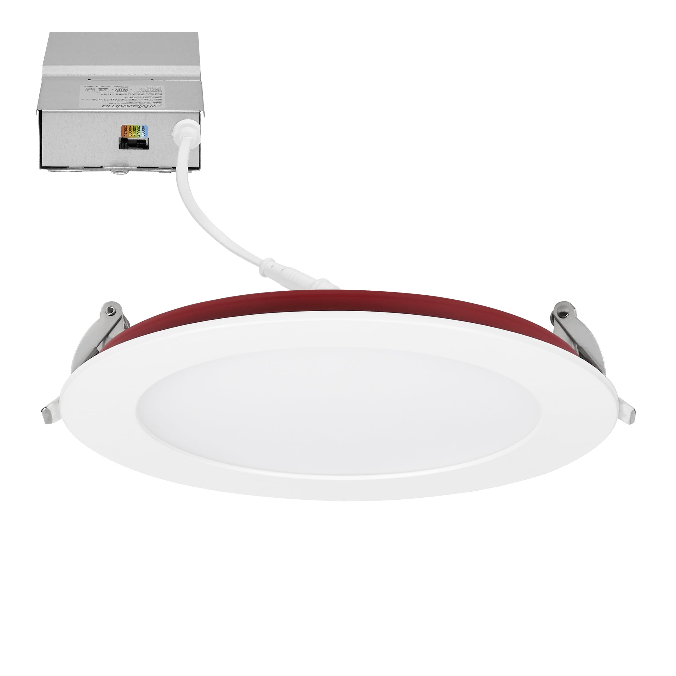Maxxima 6 in. 2 Hour Fire Rated Ultra Thin LED Downlight, Slim Recessed Canless Light, IC Rated, 1100 Lumens, 5 Color Temperatur