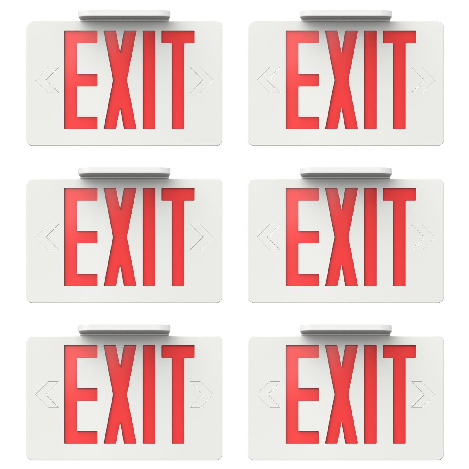 Sunco 6 Pack LED Exit Sign with Emergency Light, Commercial Grade Double Sided Fire Exit Lights, Backup Battery, Illuminated Eme