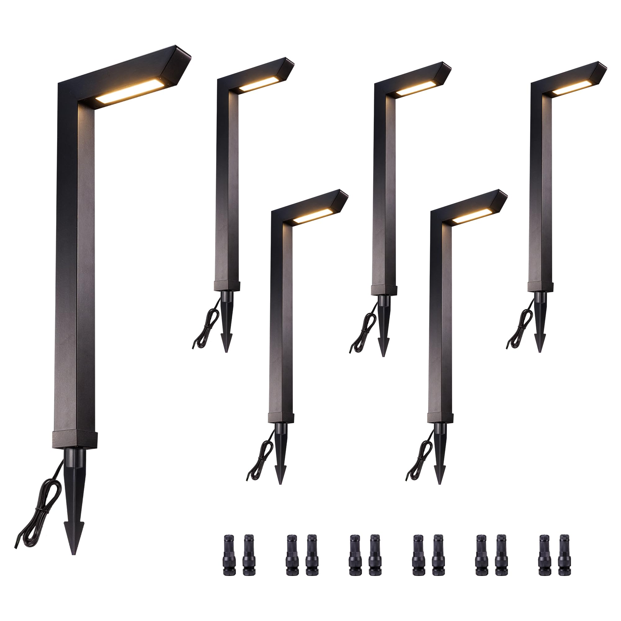 Varmtalys Outdoor Path Lights, LED Landscape Pathway Lights 3000K/4000K/5000K Selectable, 12V Low Voltage Wired, Waterproof 5W 2