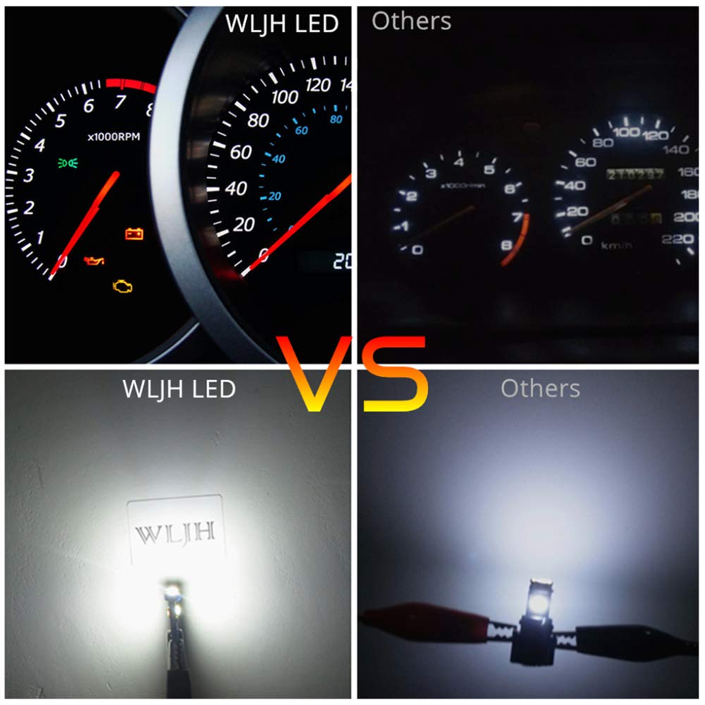 Wljh 74 Led Bulb Dash Lights Super Bright T5 2721 37 70 286 Wedge Pc74 Twist Socket Automotive Instrument Panel Gauge Light Kits Cluster Shift Indicator Bulbs White Pack Of 20