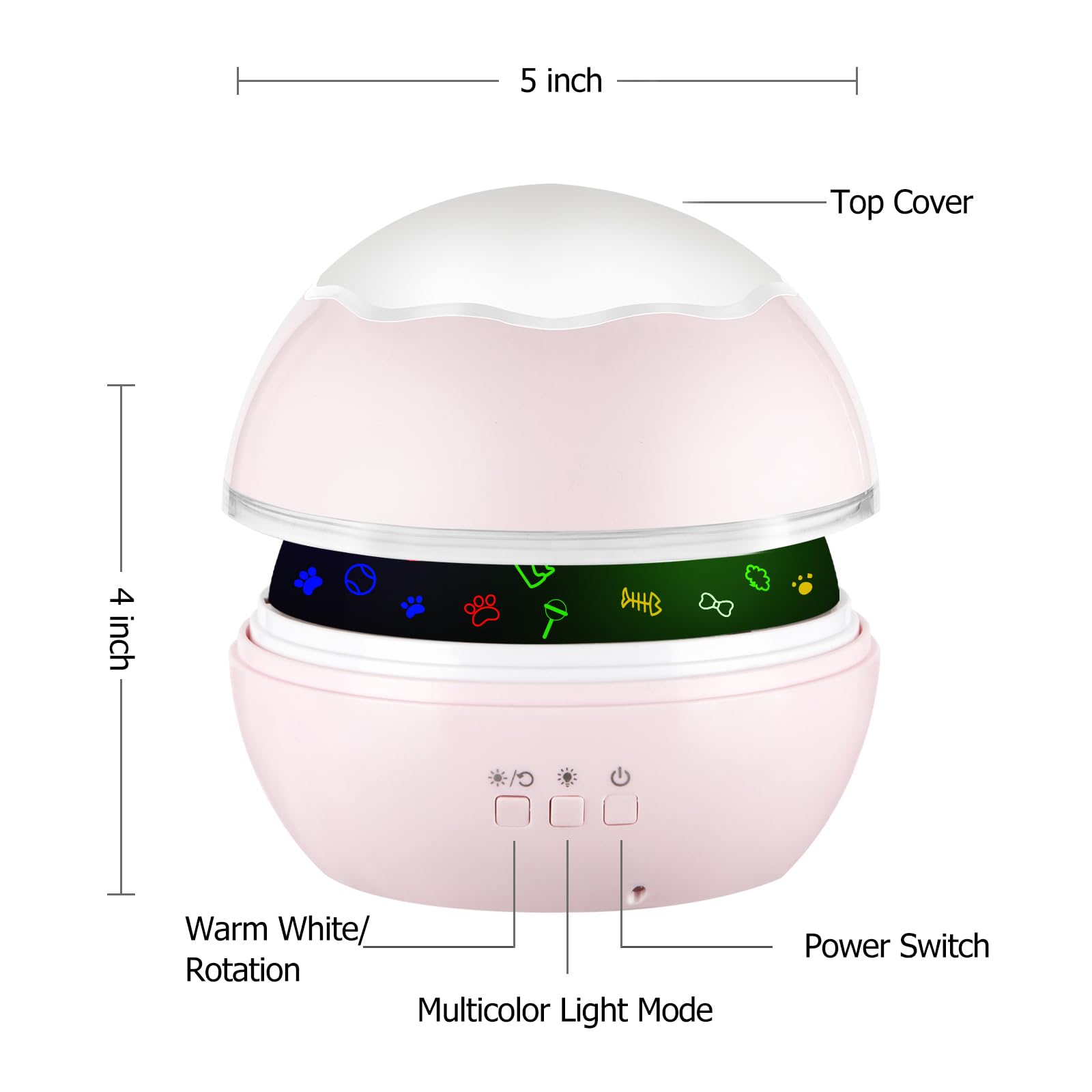 Elsent Cute Cats Projector, RGBW LED Night Light, 360° Rotation, USB/Battery Operated, Pink, 10H Timer
