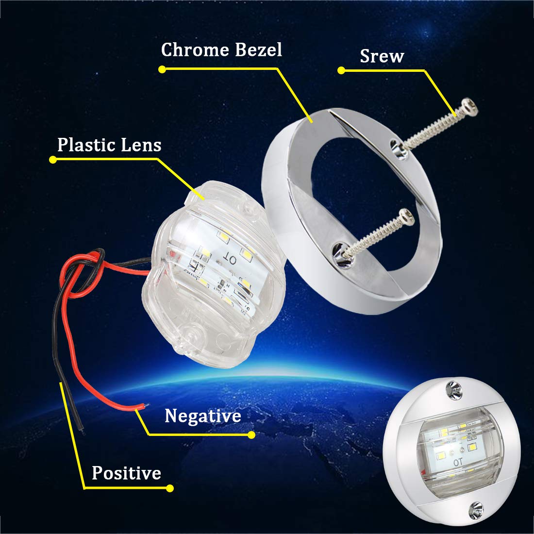 Boaton Boat Led Night Fishing Lights, Courtesy Lights, Deck Lights, Marine Boat Led Lights, Boat Interior Lights, Yacht Lights For Pontoon Boat, Bass Boat, Yacht (White)