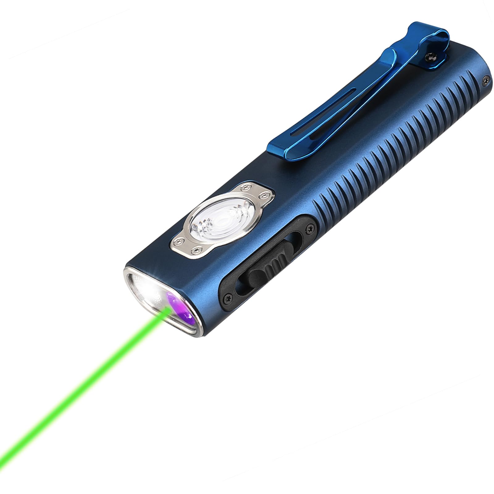 TrustFire Mini X3 EDC Flashlight, 1050 Lumens, Aluminum, Dark Blue, Rechargeable, UV & Green Beam, Model MINIX3-US